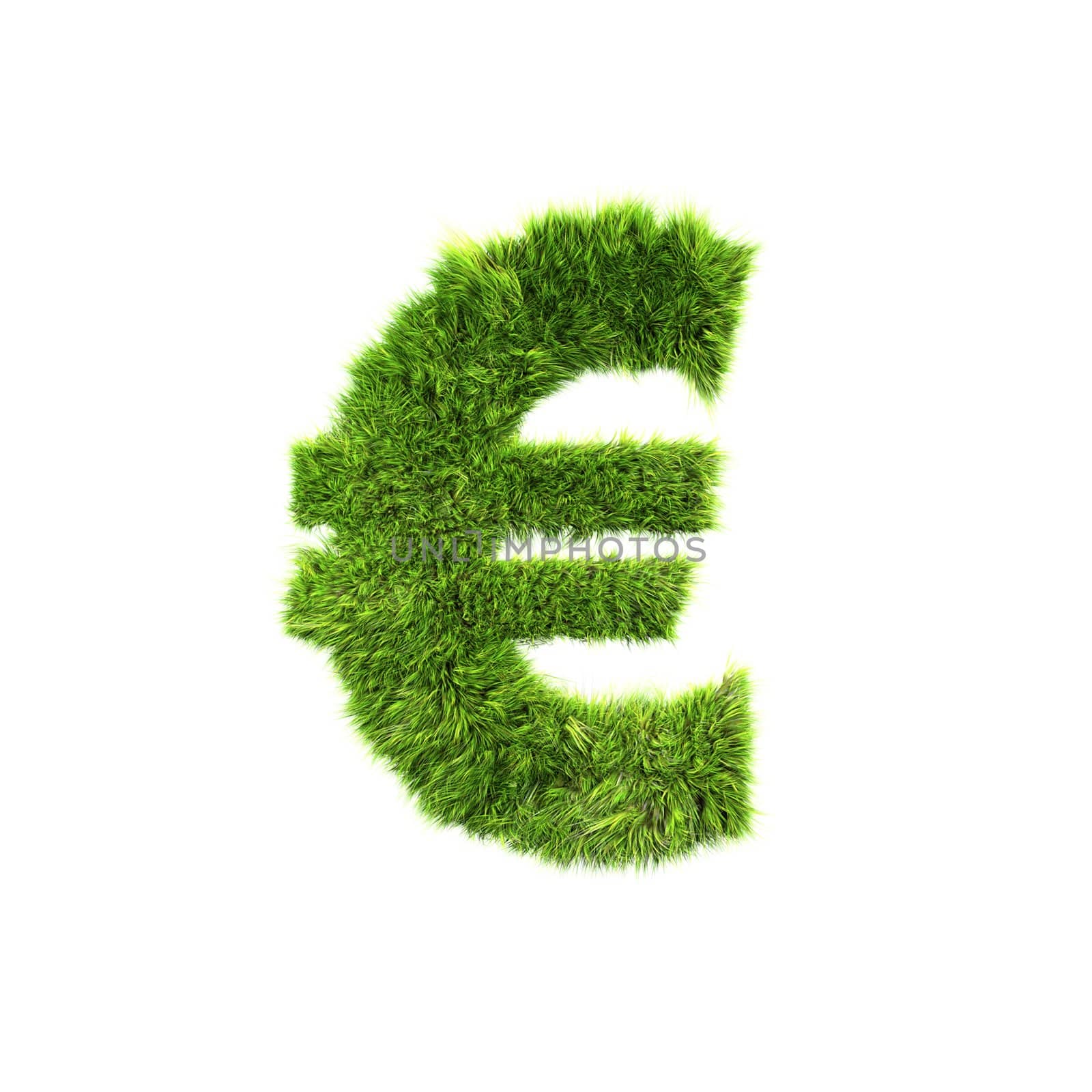 3d grass currency sign isolated on a white background - euro by chrisroll