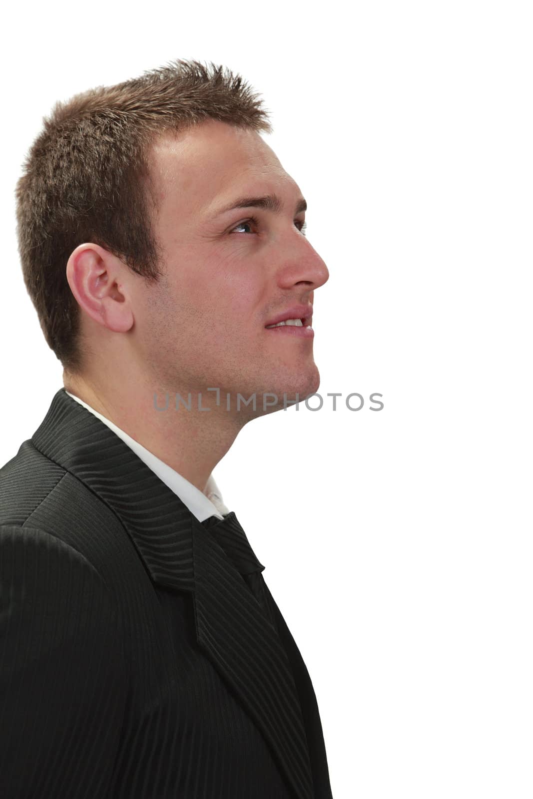 Porifle of a young businessman isolated against a white background.