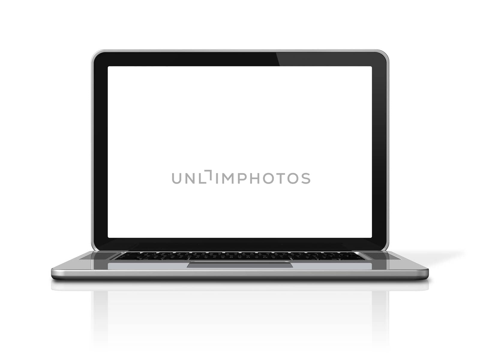 3D blank laptop computer isolated on white with 2 clipping path : one for global scene and one for the screen