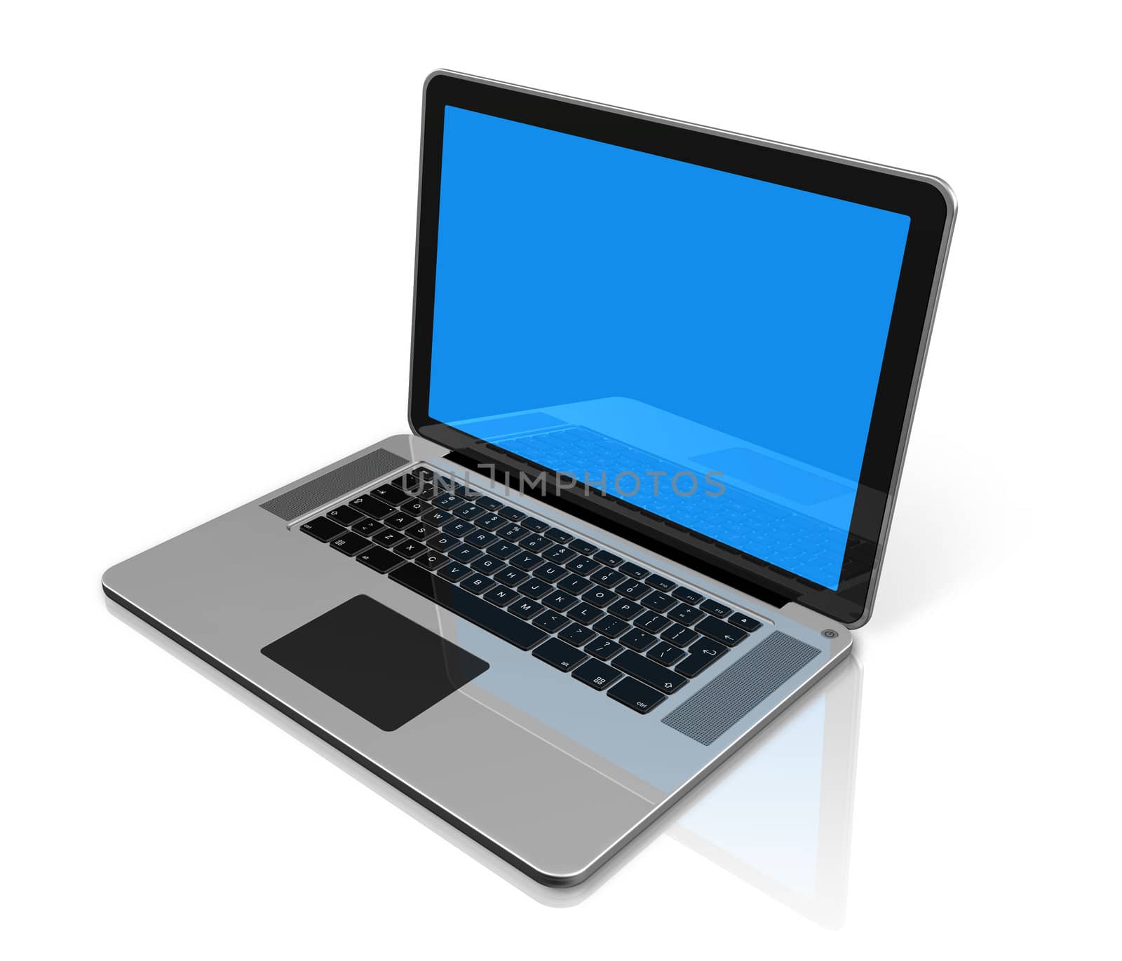 3D laptop computer isolated on white with clipping path