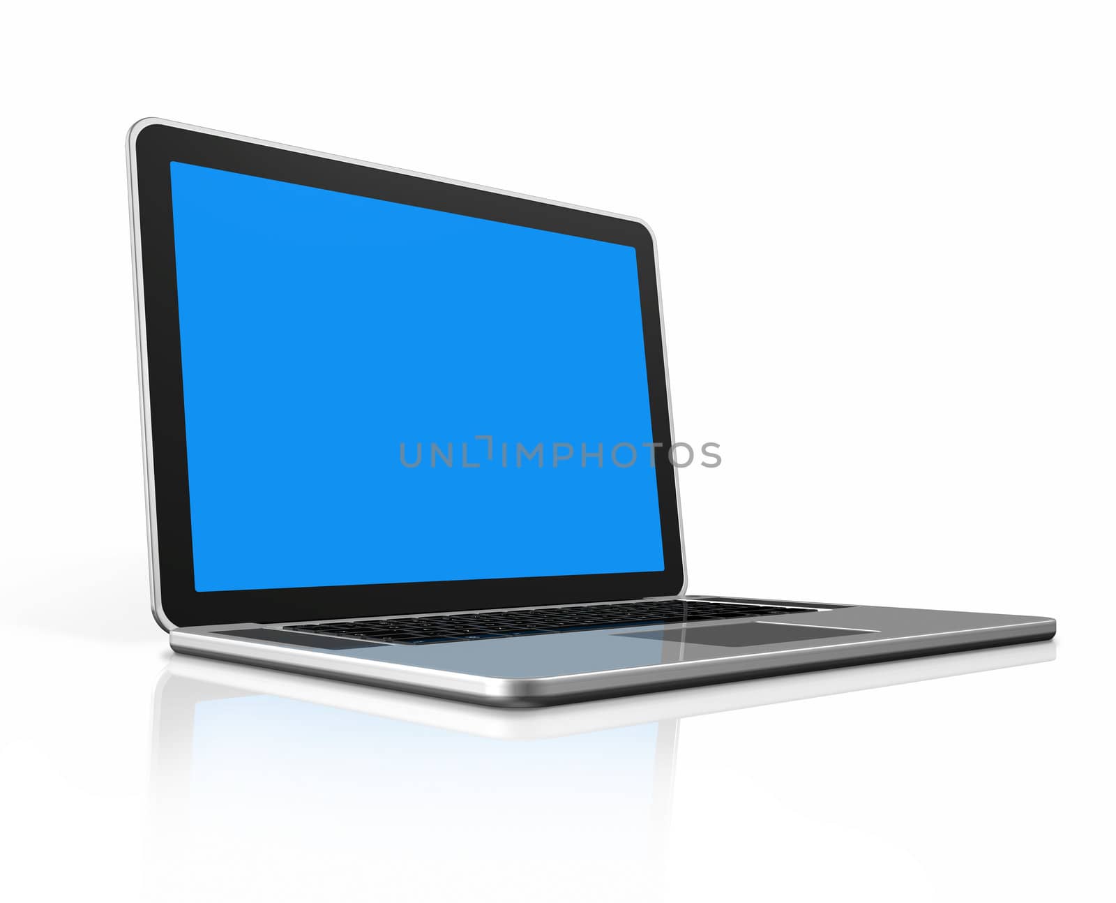 3D laptop computer isolated on white with clipping path