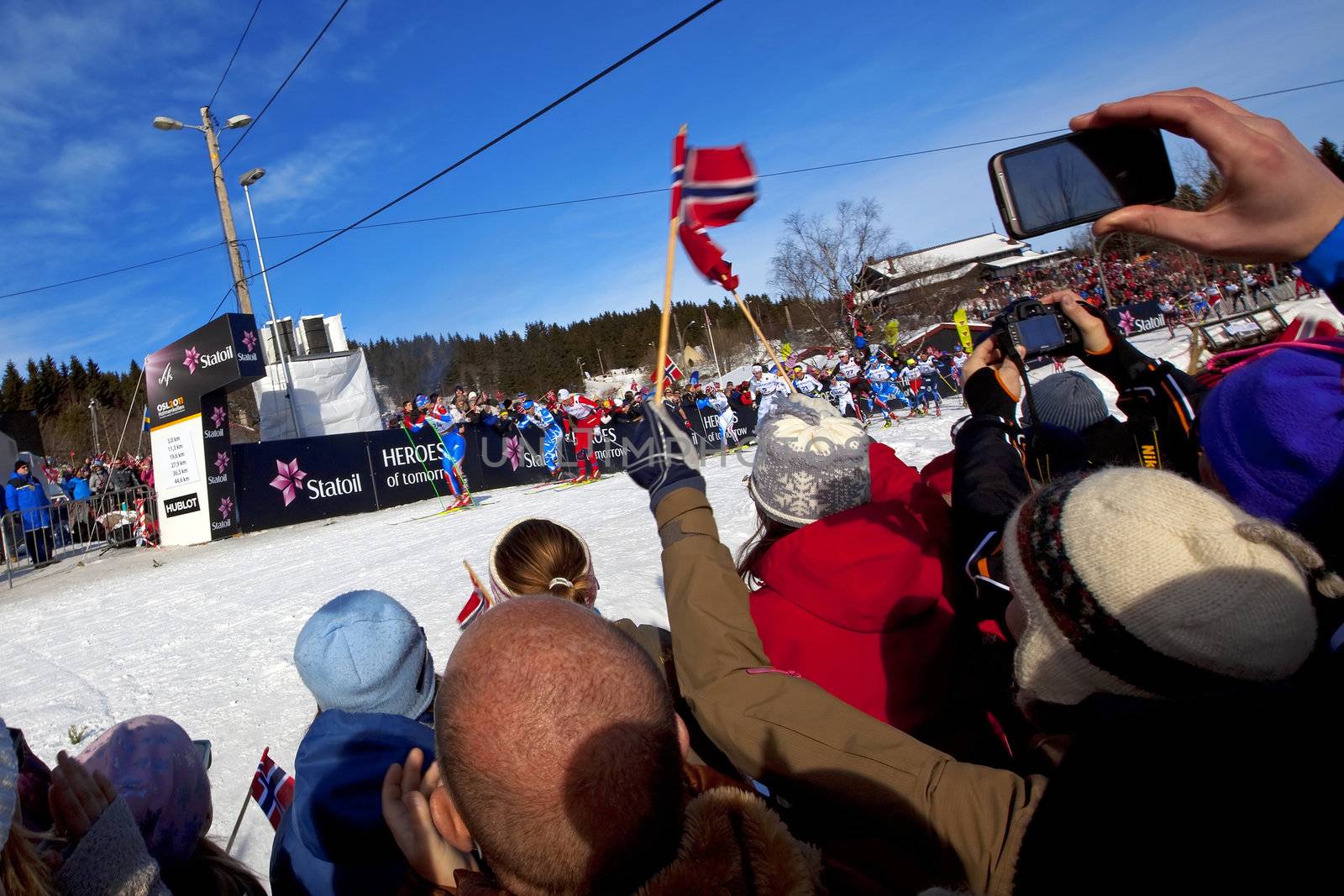 FIS Nordic World Ski Championship 50km. Marcus Hellner, Petter Northug jr in the lead group March 06, 2011 in Holmenkollen, Oslo, Norway