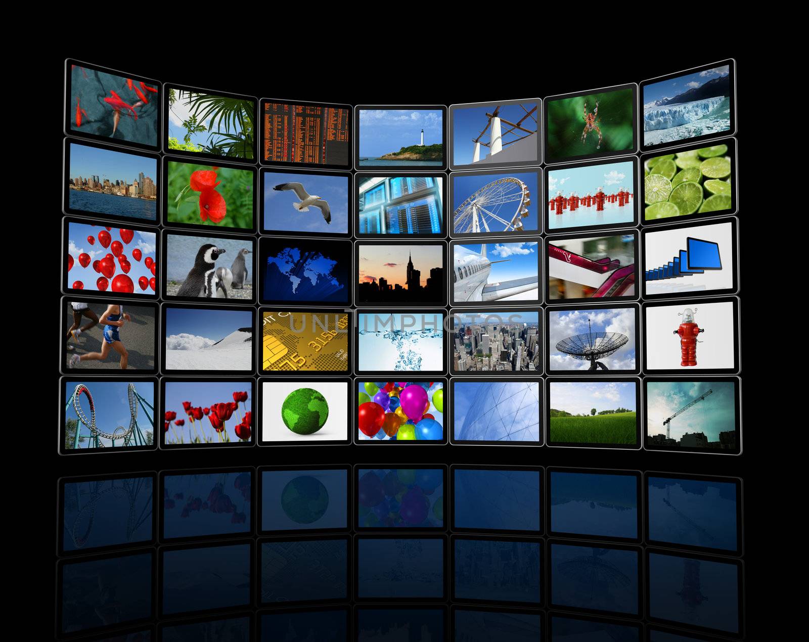 Wall of flat tv screens by daboost