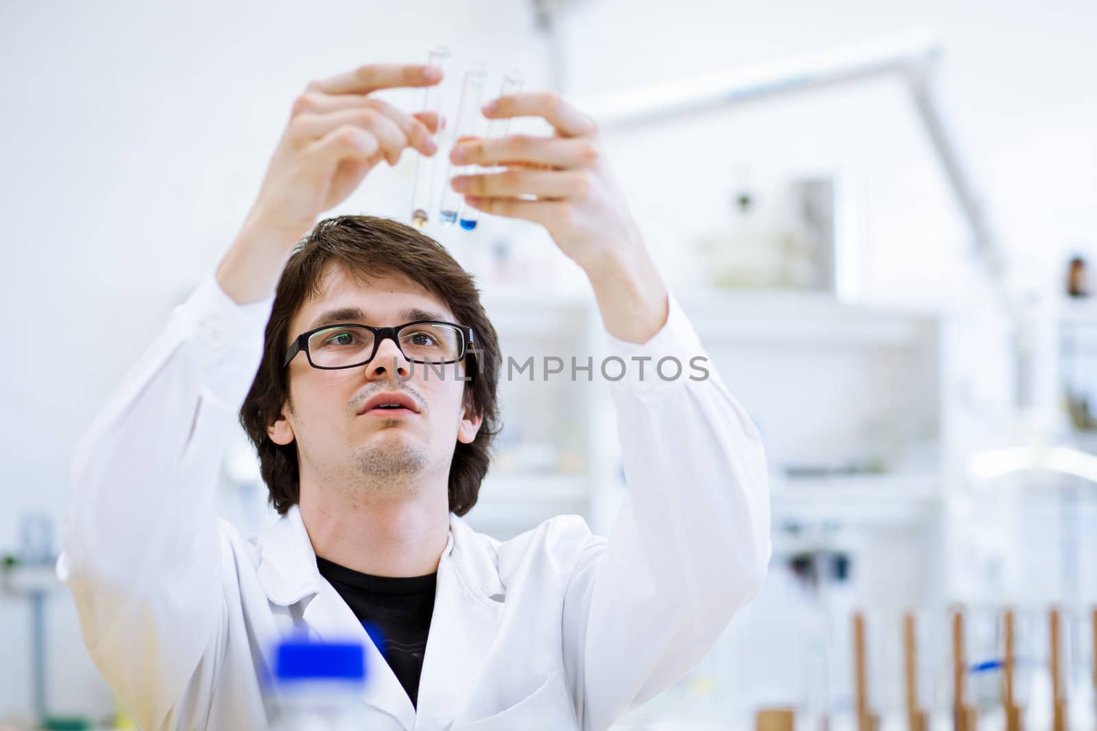 young, male researcher/chemistry student by viktor_cap