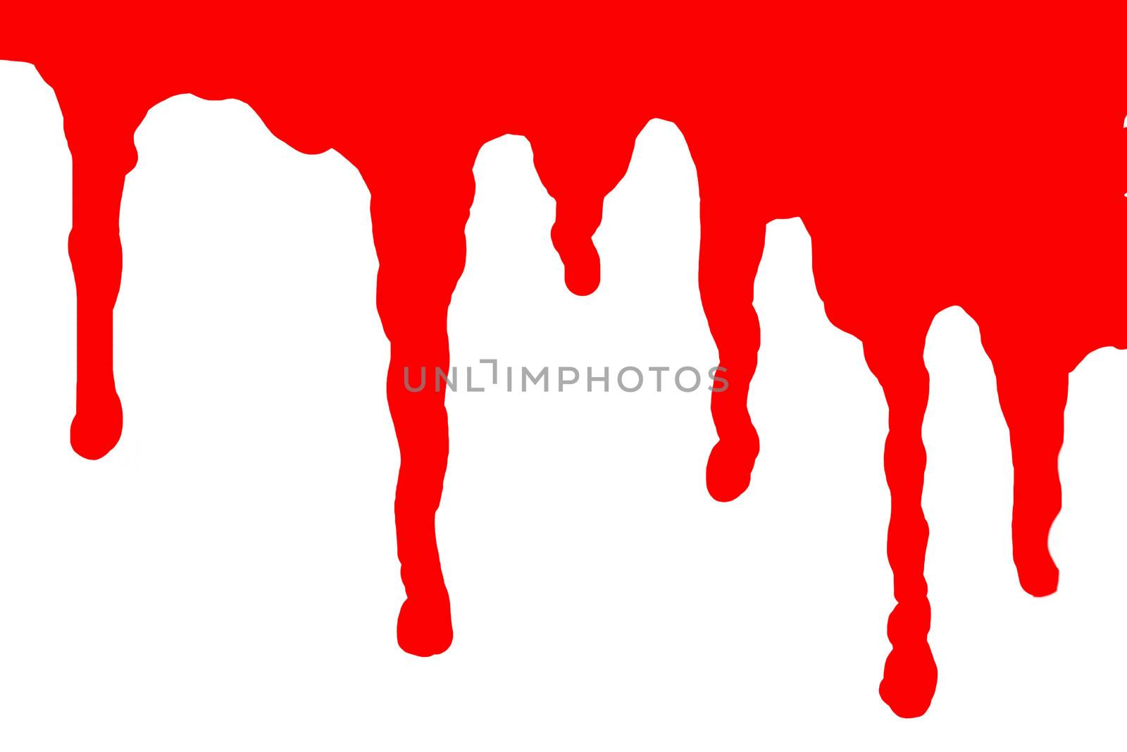 Blood Splats and Drips - running down over a white background.