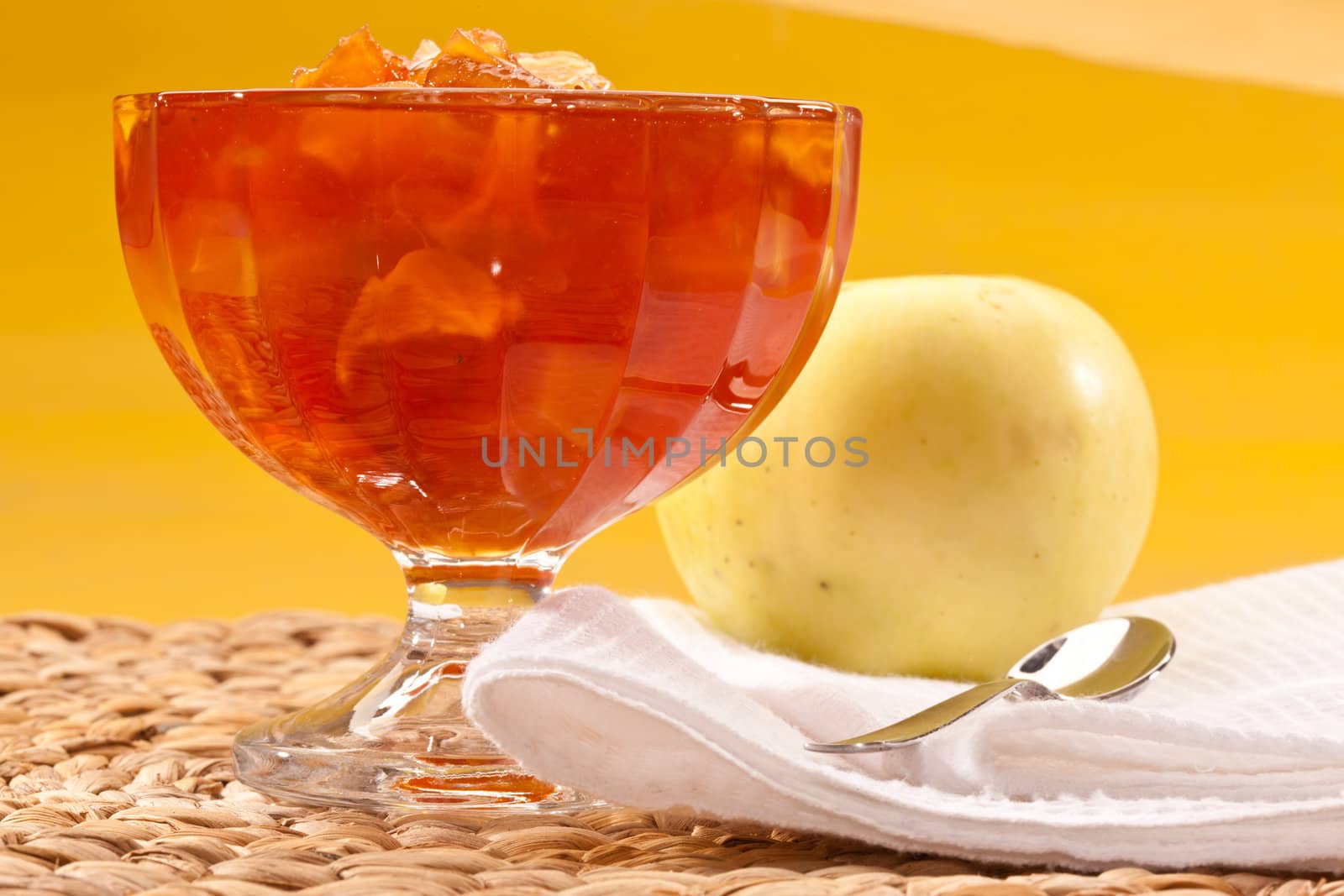 food series: home made apple jam on glass