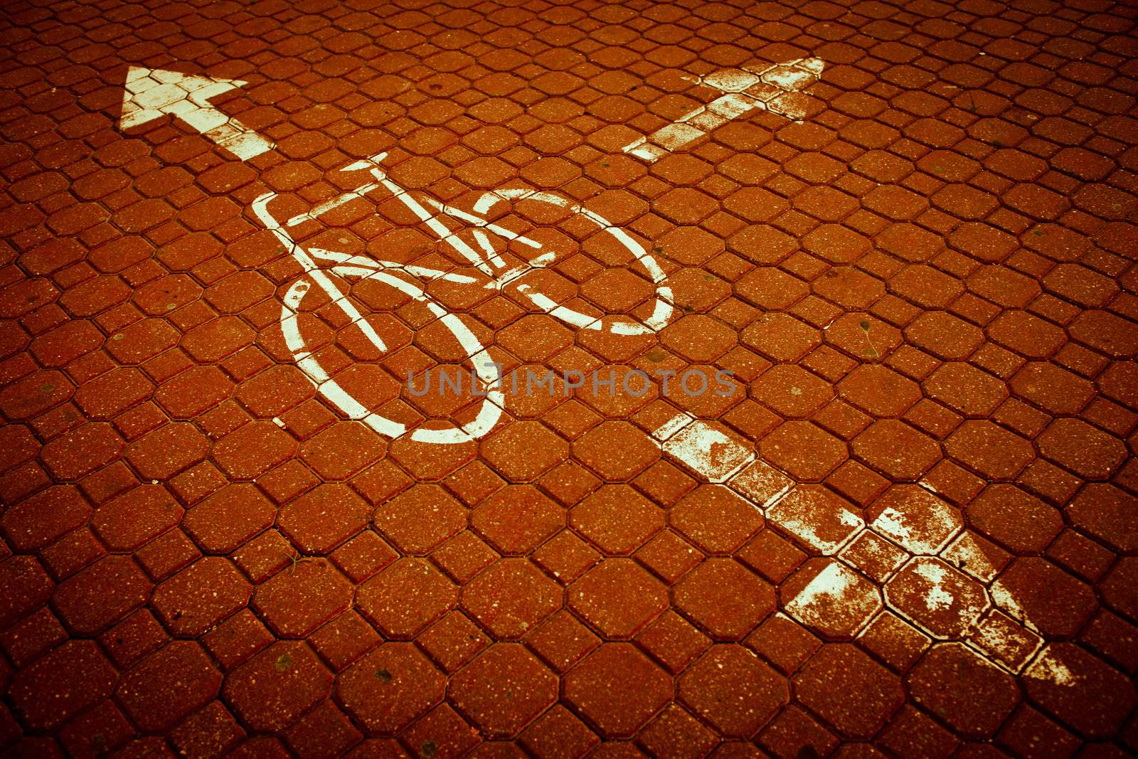 urban traffic concept - bike/cycling lane in a city  by viktor_cap