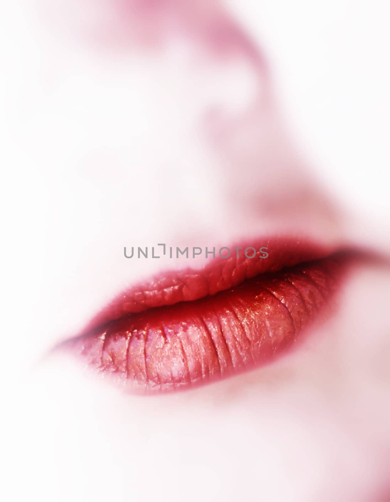 make-up colored red lips high key impression