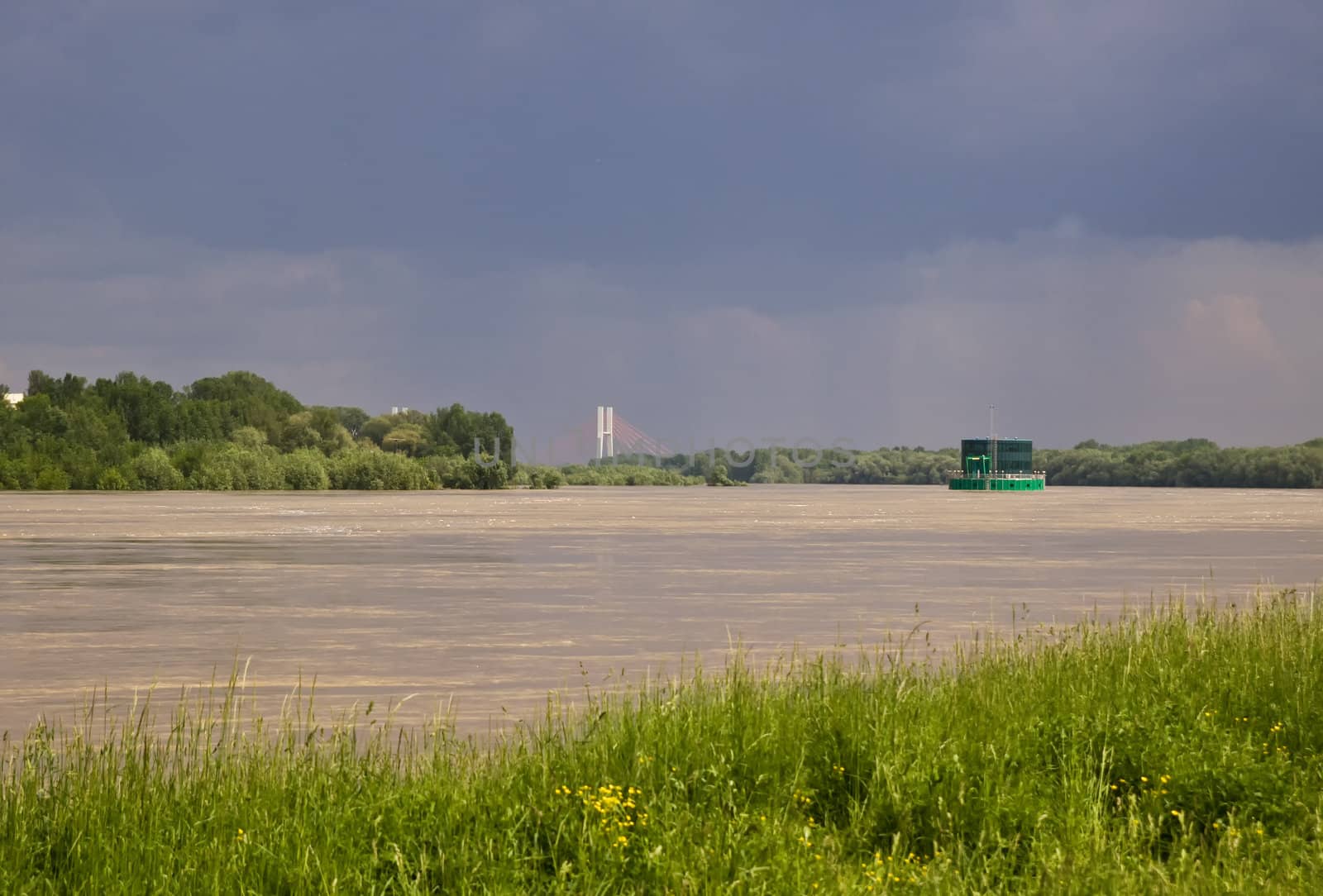 Flooded Vistula river,  Warsaw,  Poland