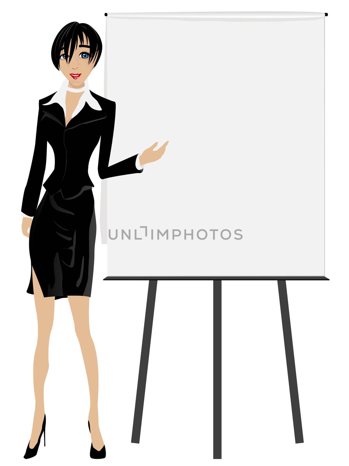 Sales Executive. Attractive business woman with a board.