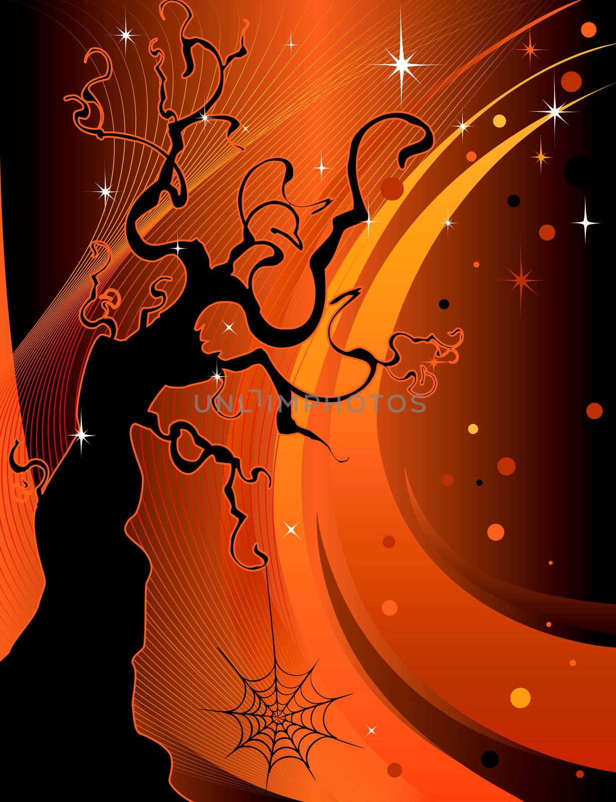 Vector Abstract of a Halloween Tree Background.