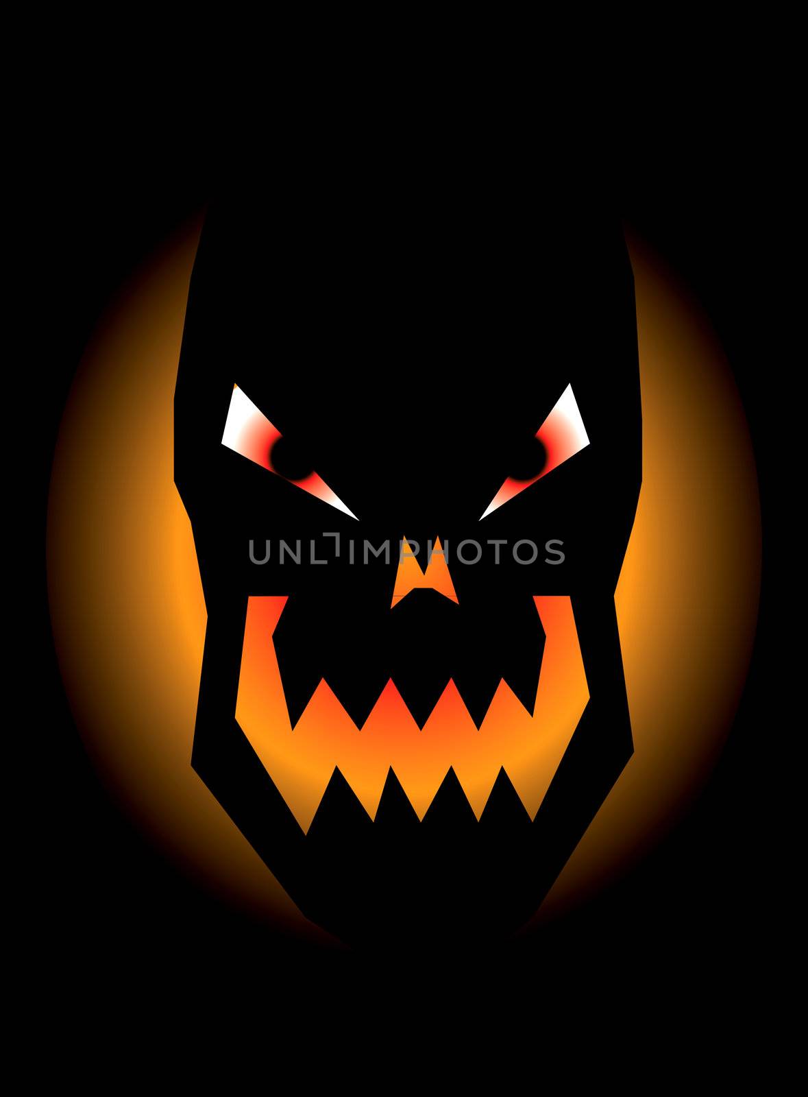 Vector Illustration of an evil grinning skull for Halloween or Fear.
