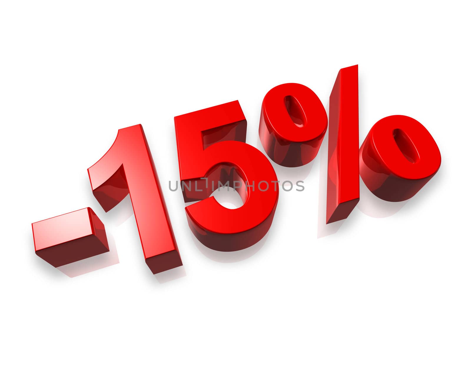 fifteen percent 3D number isolated on white - 15%