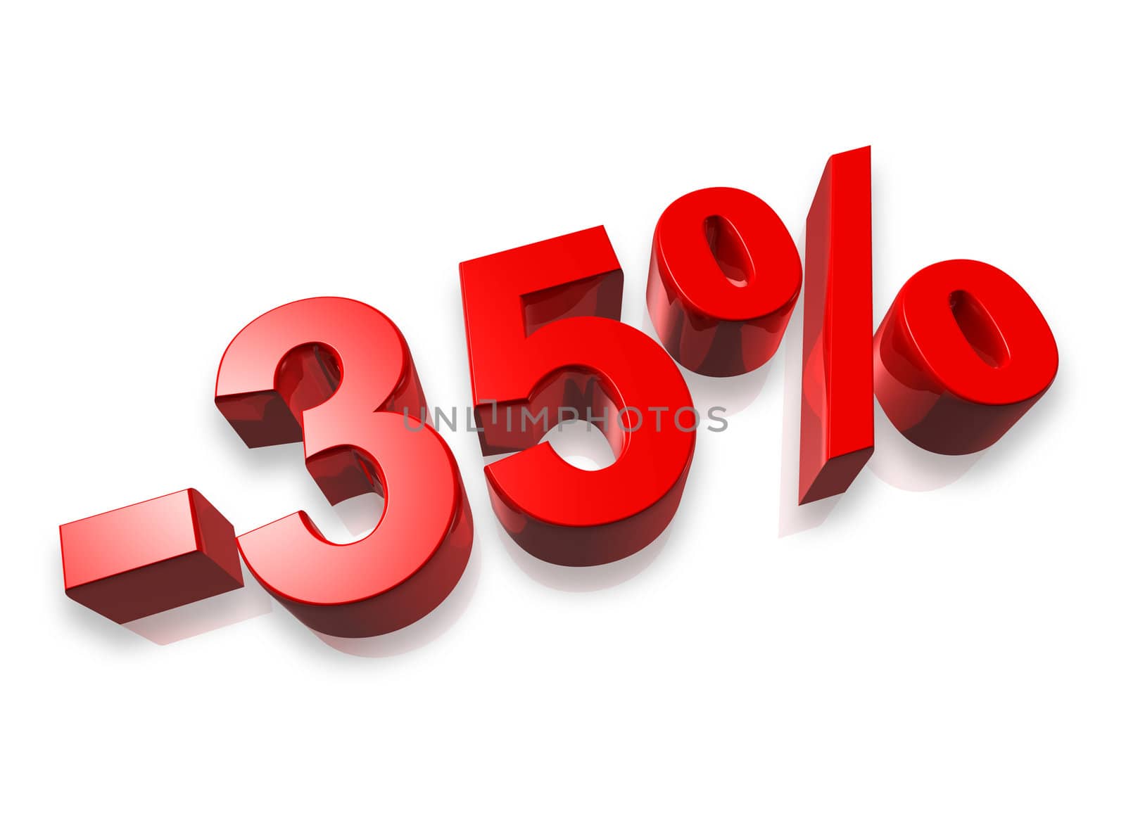 thirty five percent 3D number isolated on white - 35%