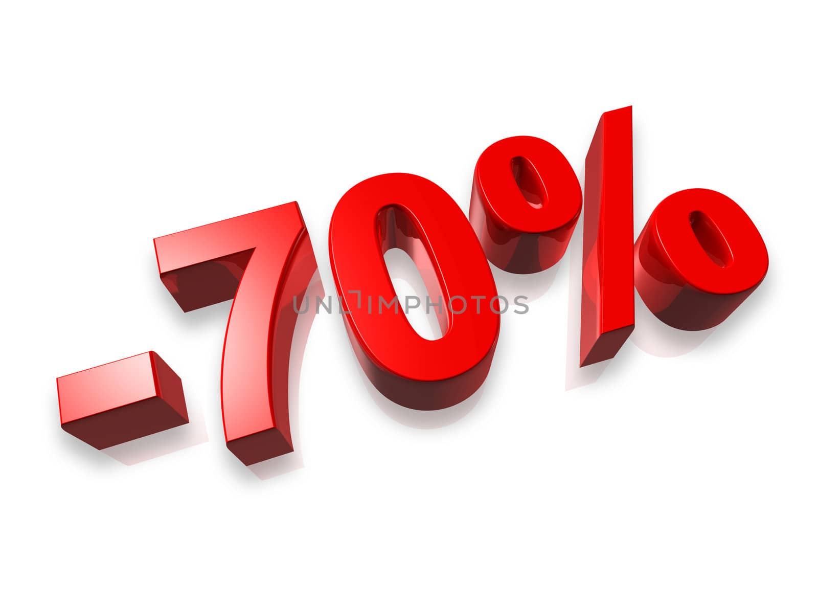 seventy percent 3D number isolated on white - 70%