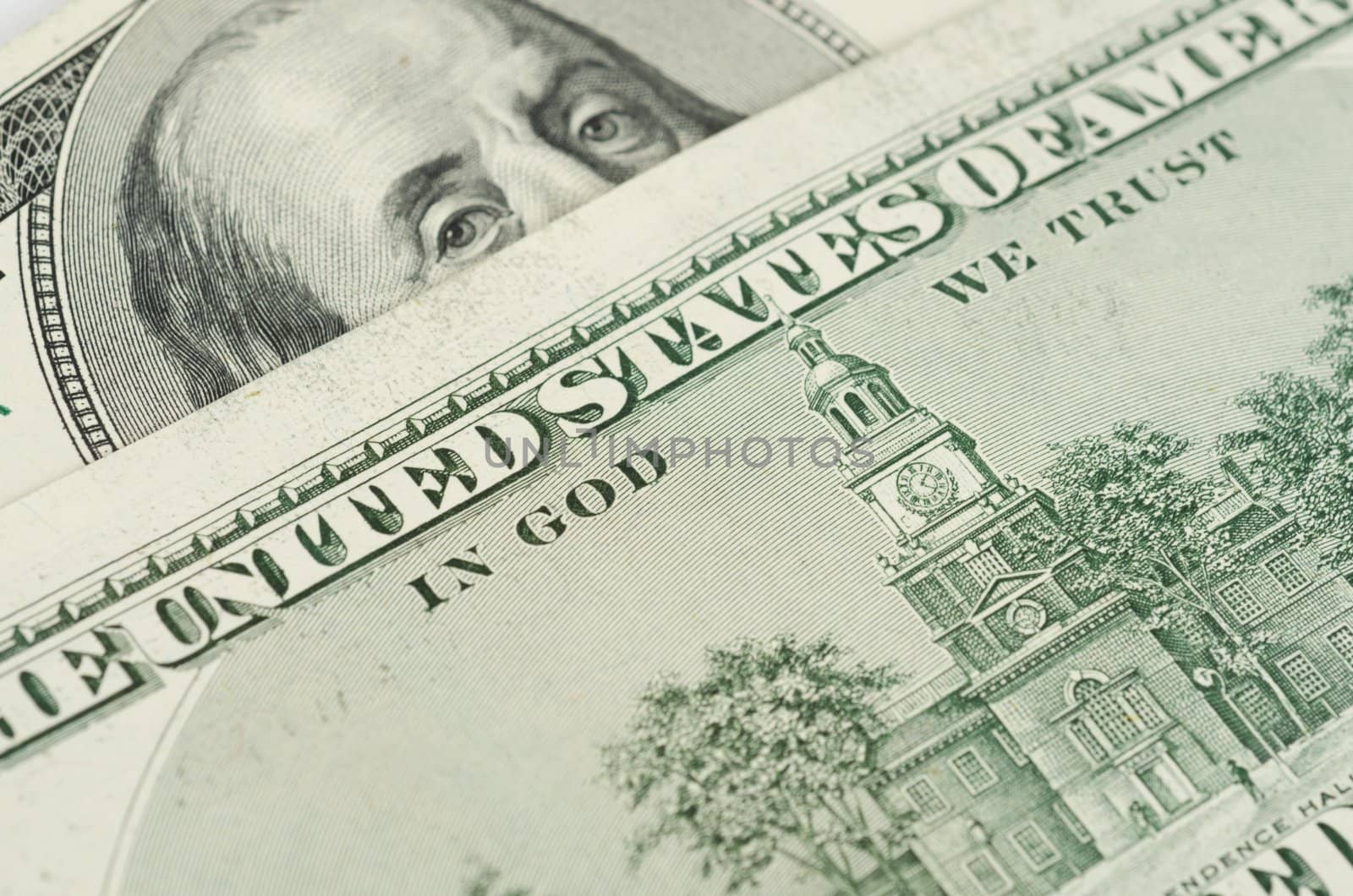Close up view of pack dollar banknotes