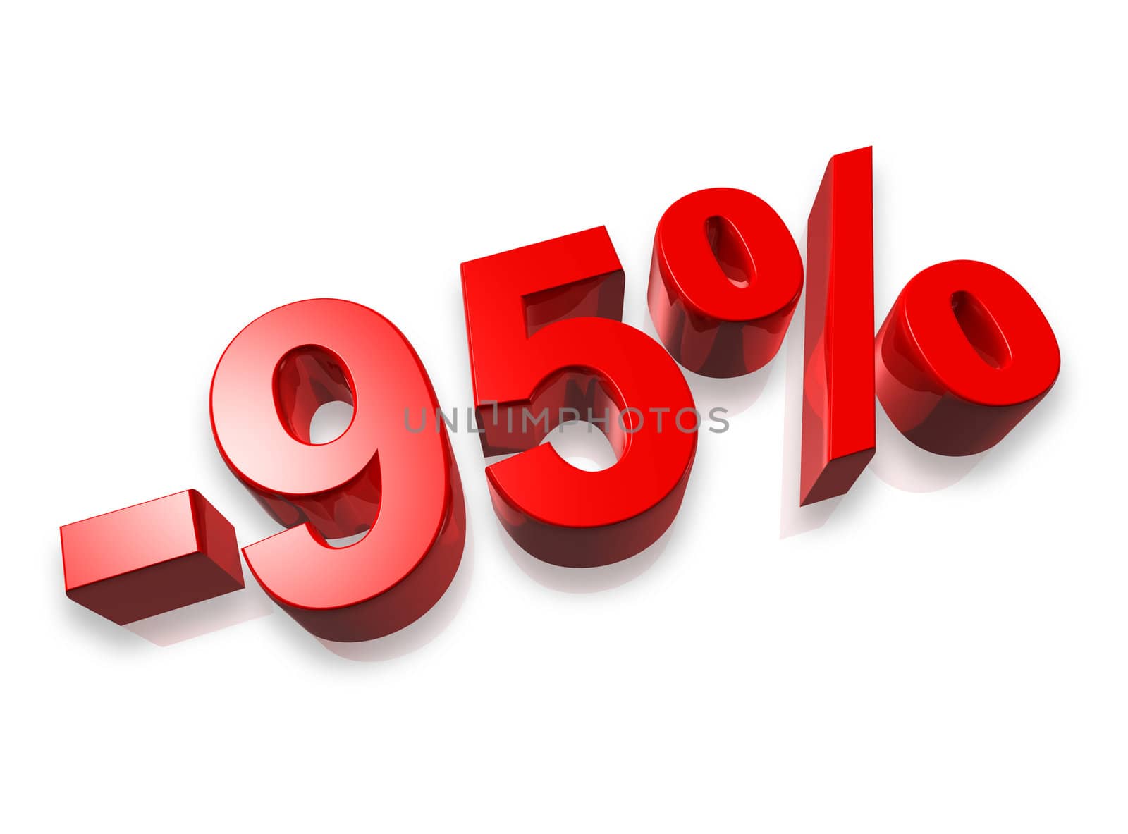 ninety five percent 3D number isolated on white - 95%