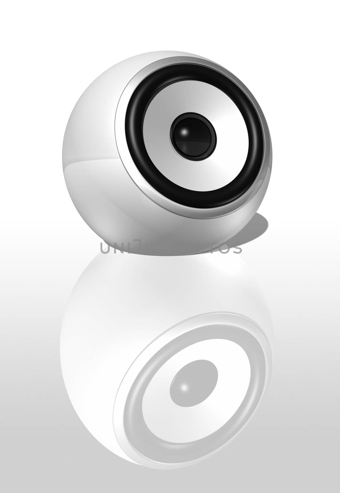 three dimensional speaker sphere isolated on white