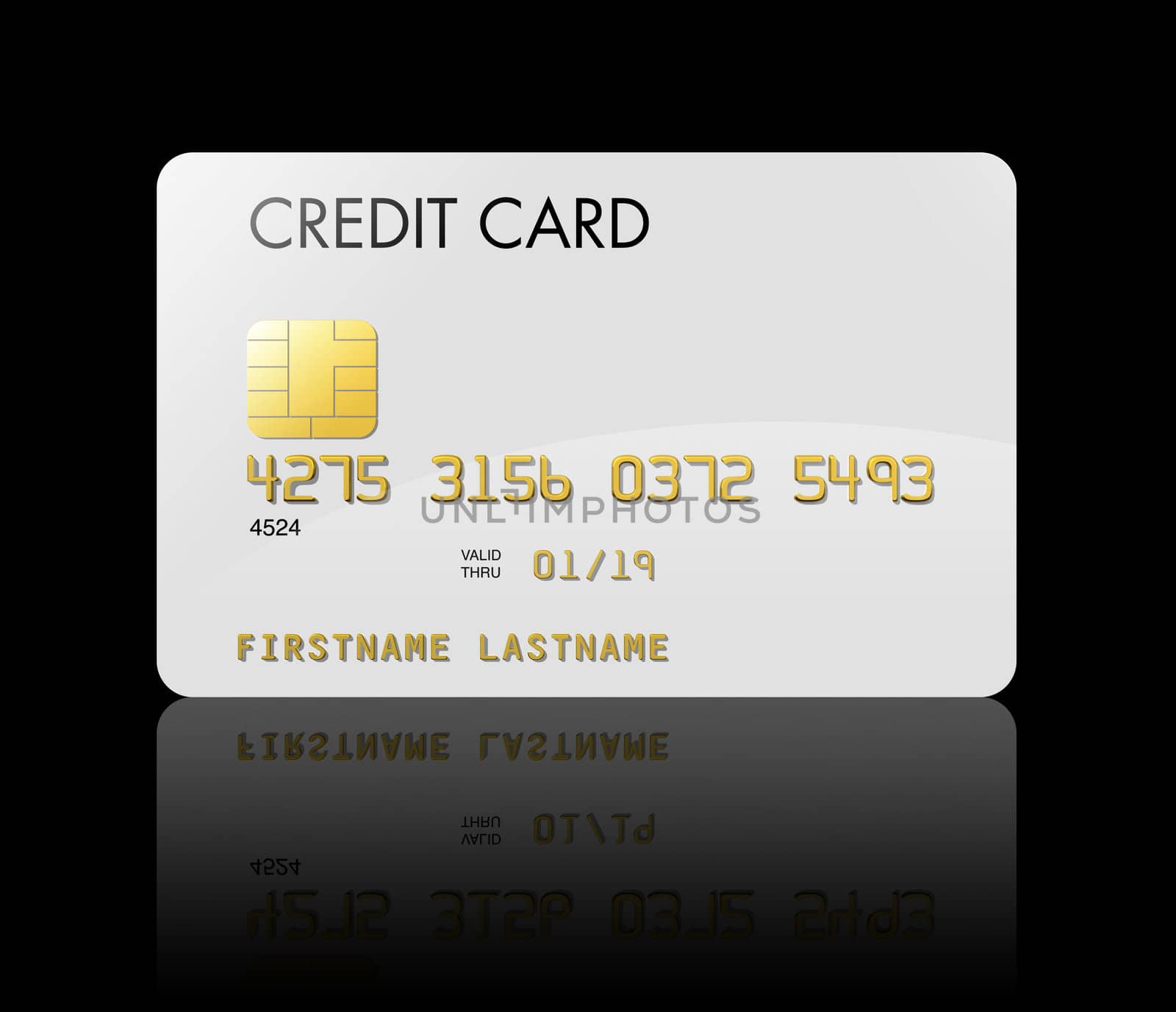White credit card isolated on black with clipping path