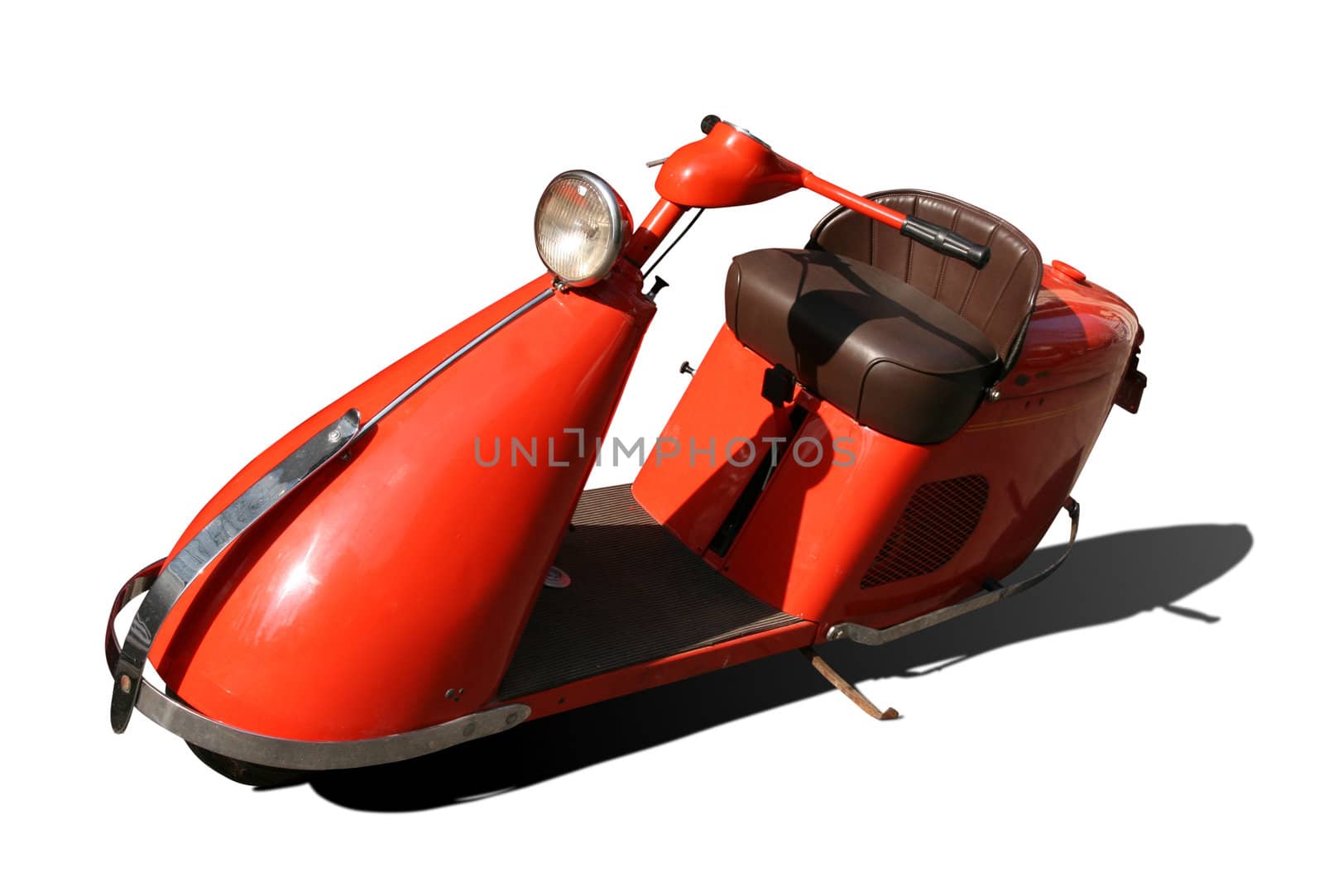 Vintage orange scooter isolated on white background