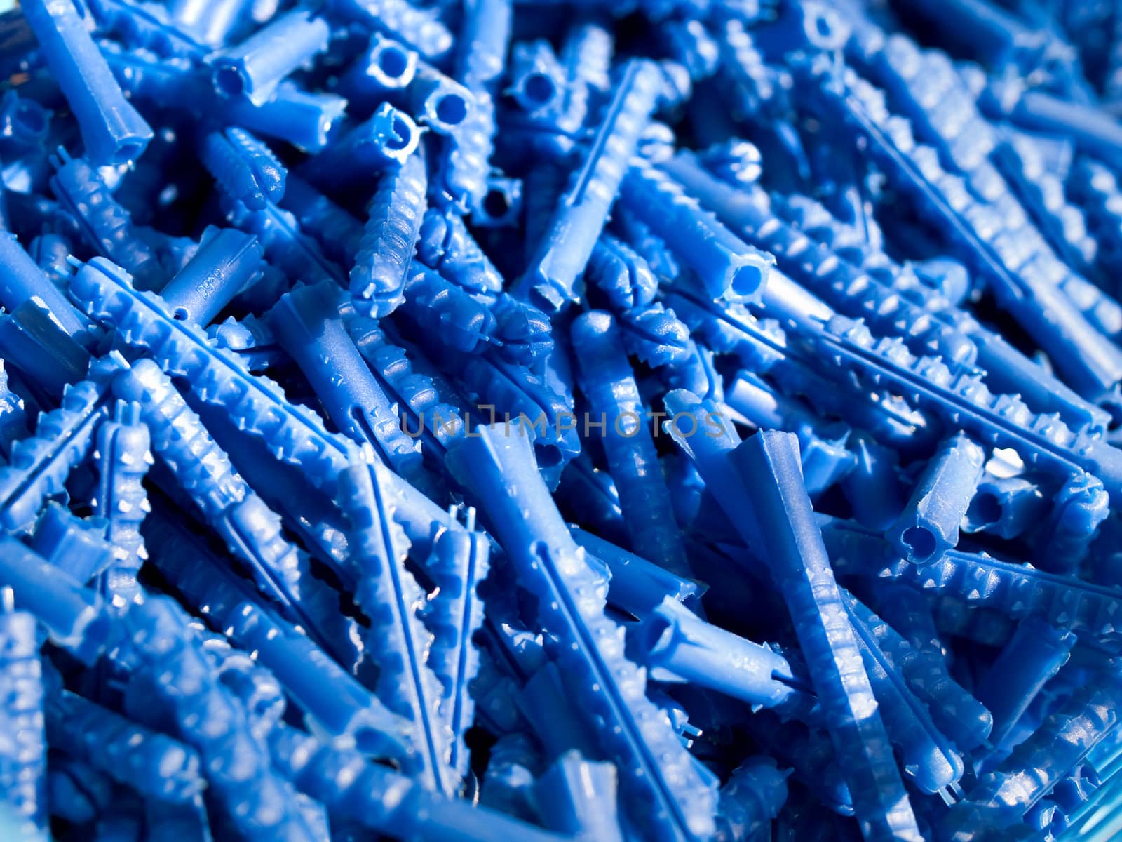 Blue plastic wall plugs