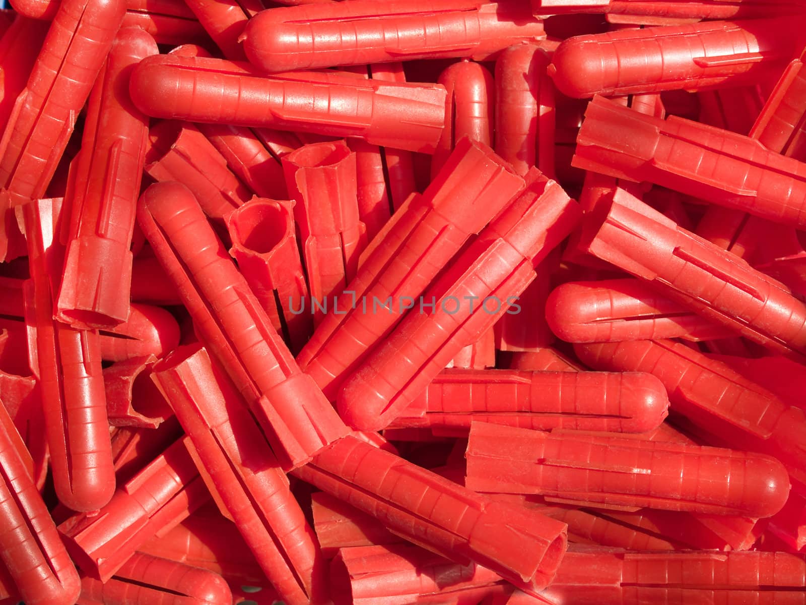 Red plastic wall plugs