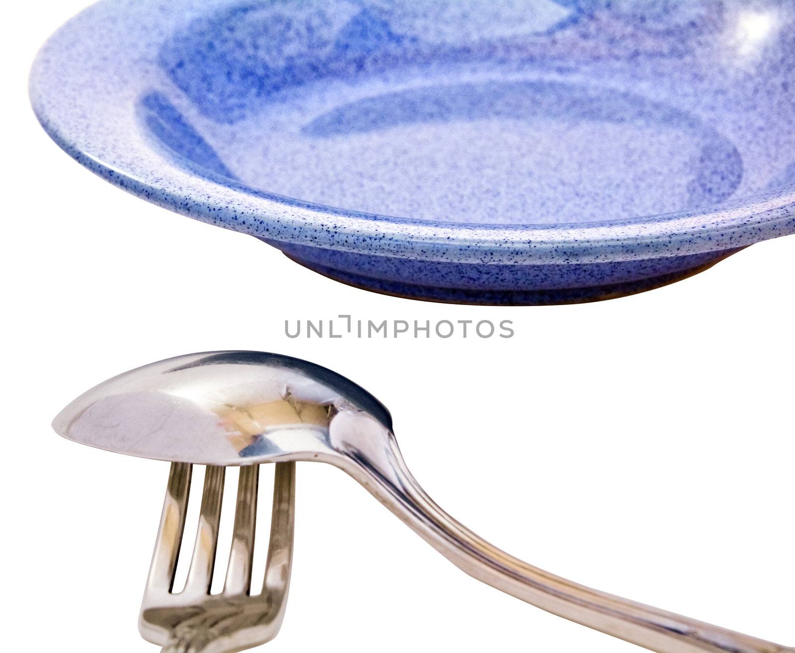 contour, silhouette, profile spoon fork blue plate