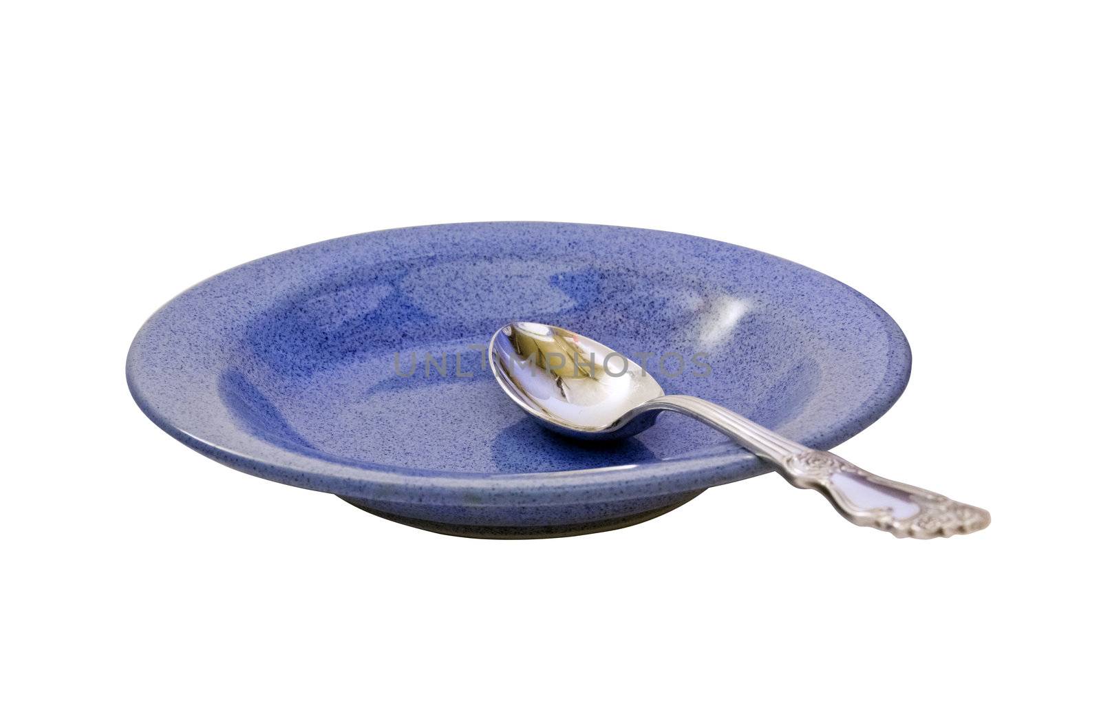 contour, silhouette, profile spoon and blue plate