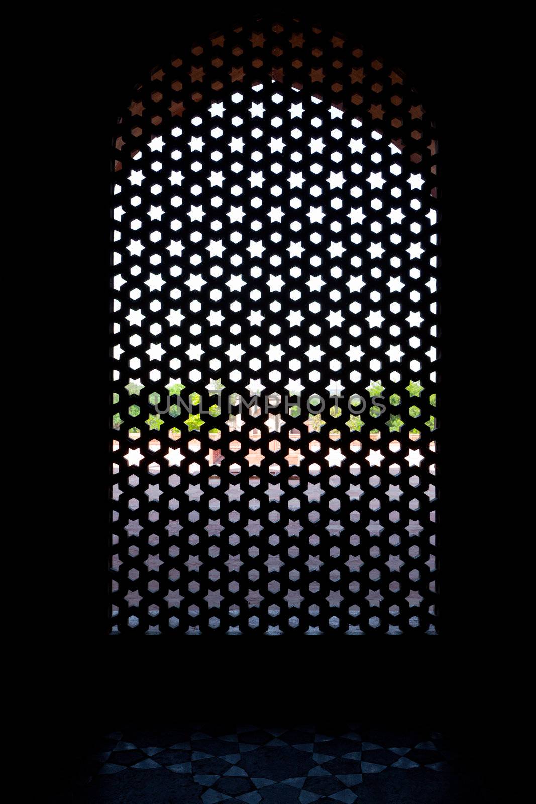 Marble carved screen window at Humayun's Tomb, Delhi  by dimol