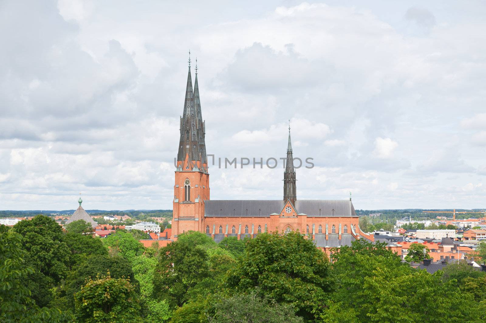 The famous Uppsala cathedral in Uppsala Sweden 
