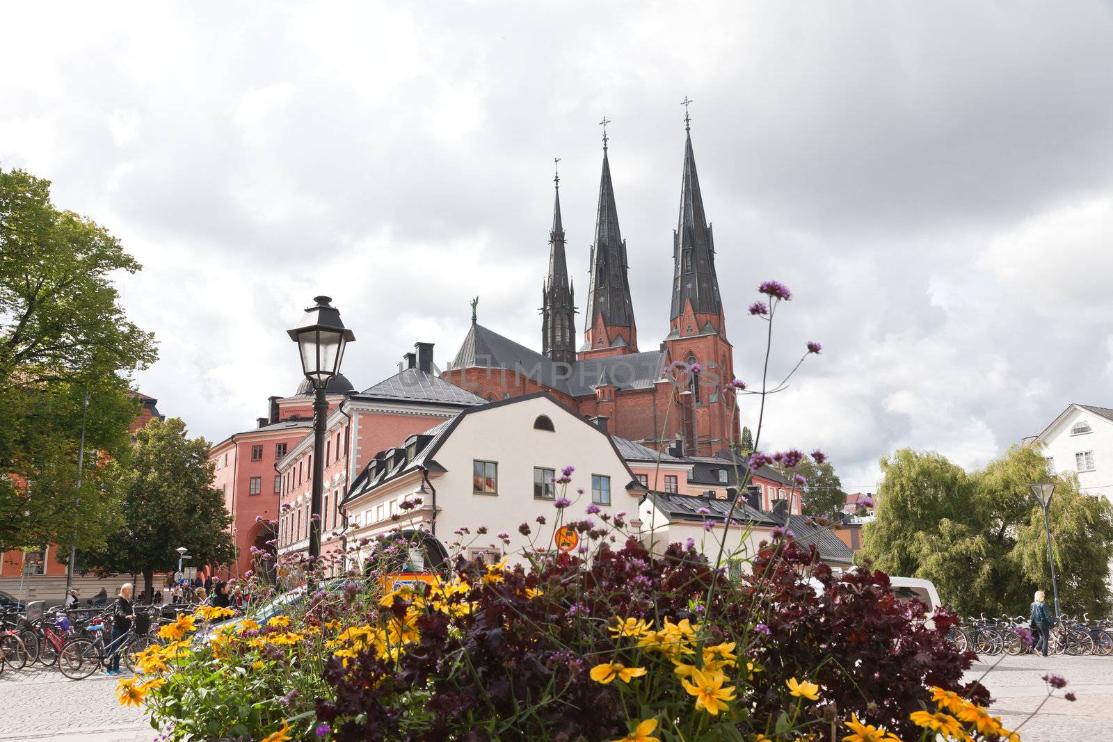 The famous Uppsala cathedral in Uppsala Sweden 
