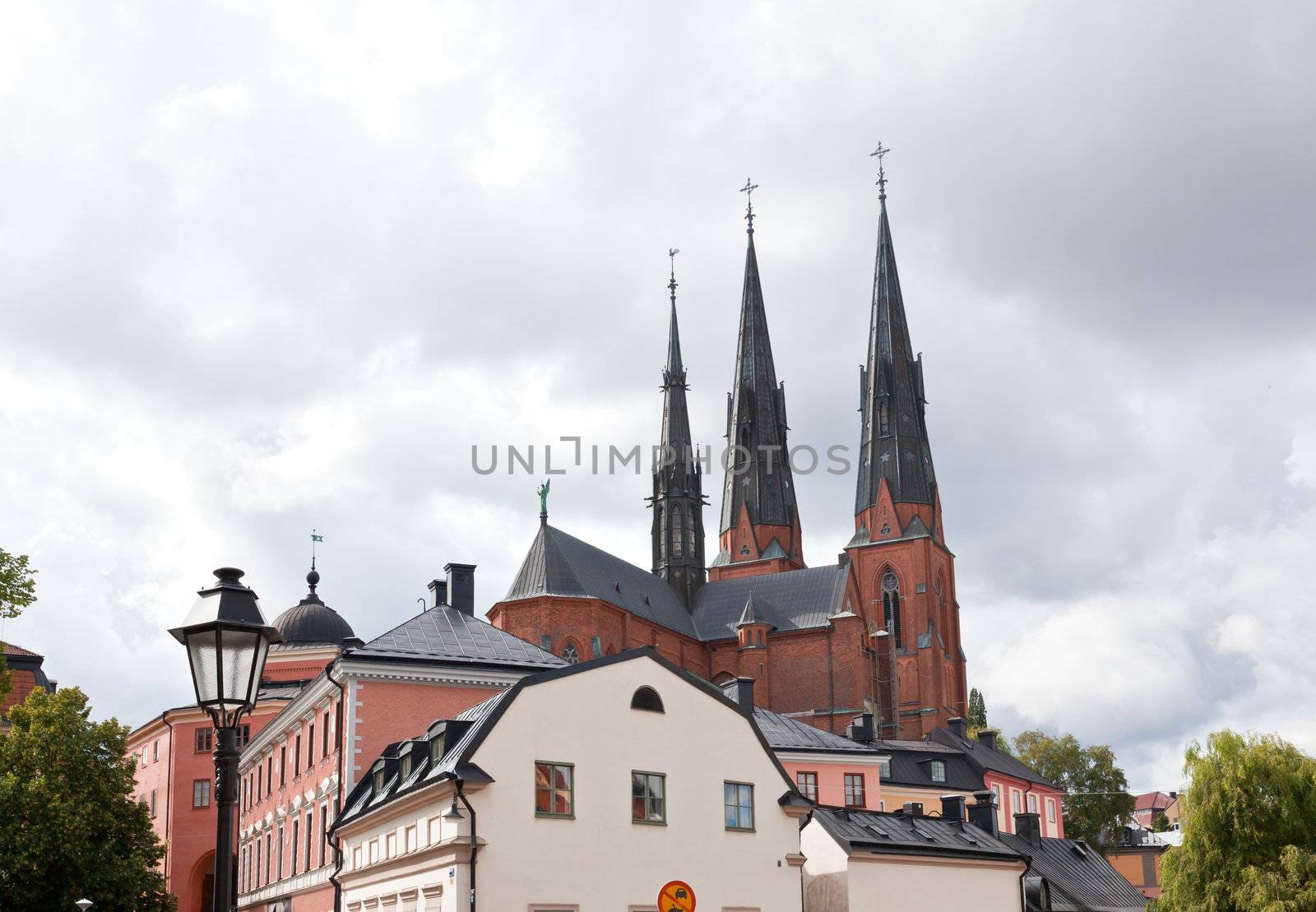 The famous Uppsala cathedral in Uppsala Sweden 
