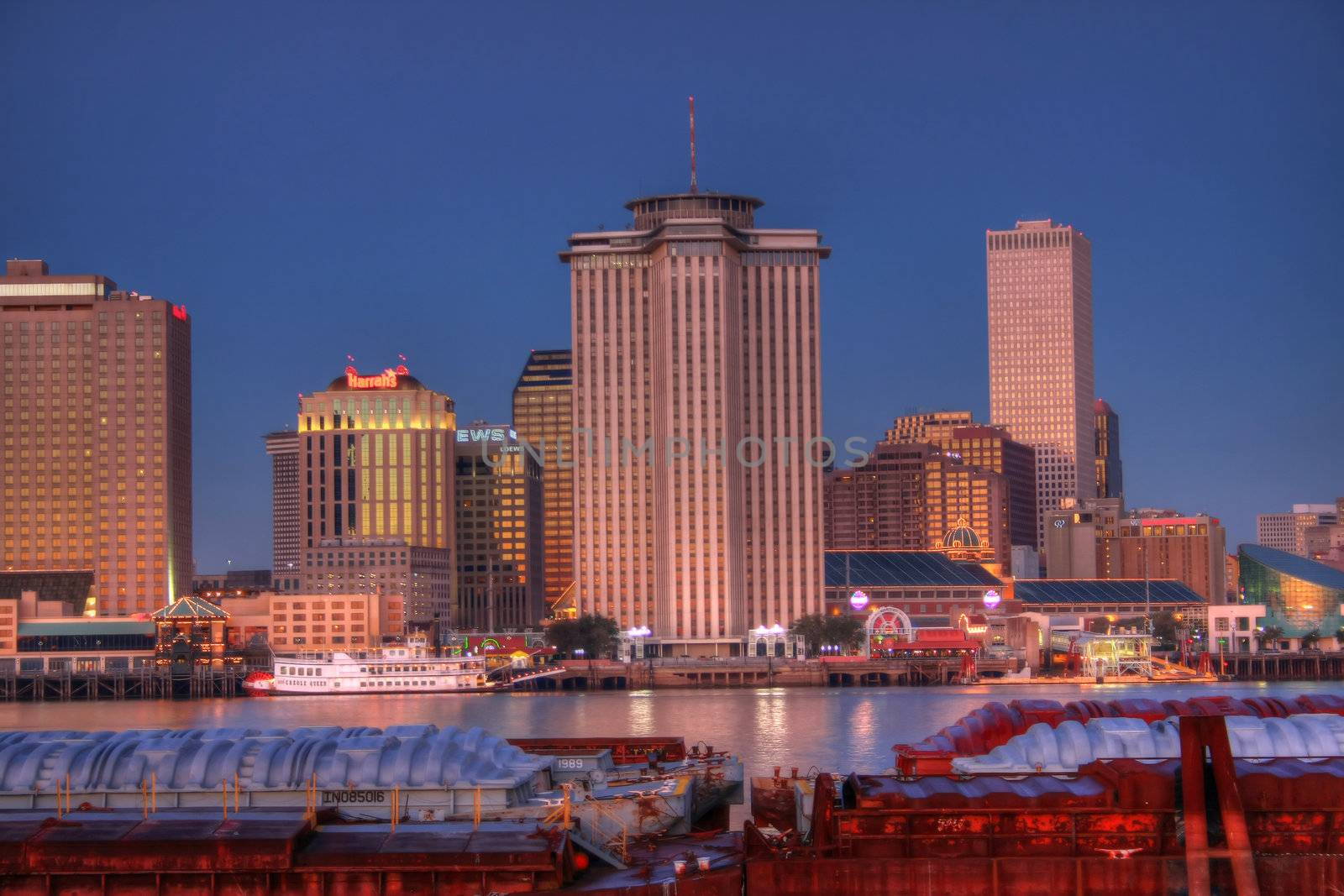 Editorial HDR photo of New Orleans skyline during the evening