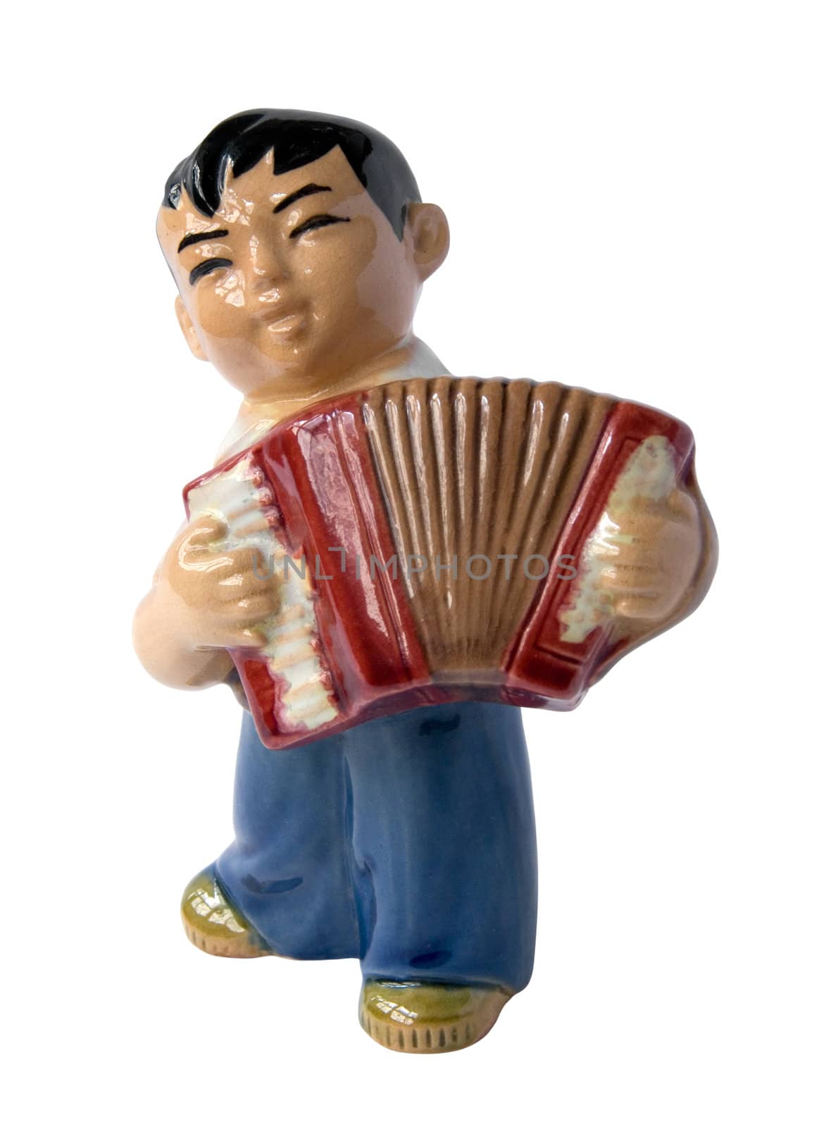 chinese ceramic statuette representing accordion player