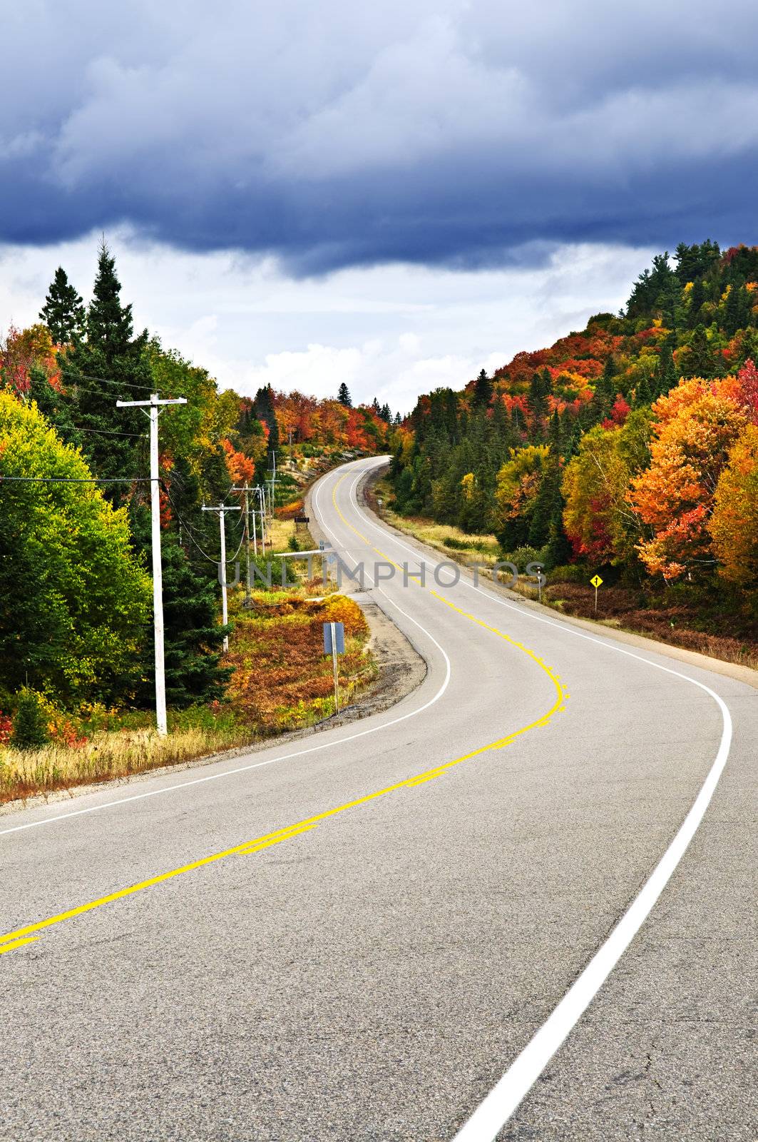 Fall scenic highway in northern Ontario, Canada