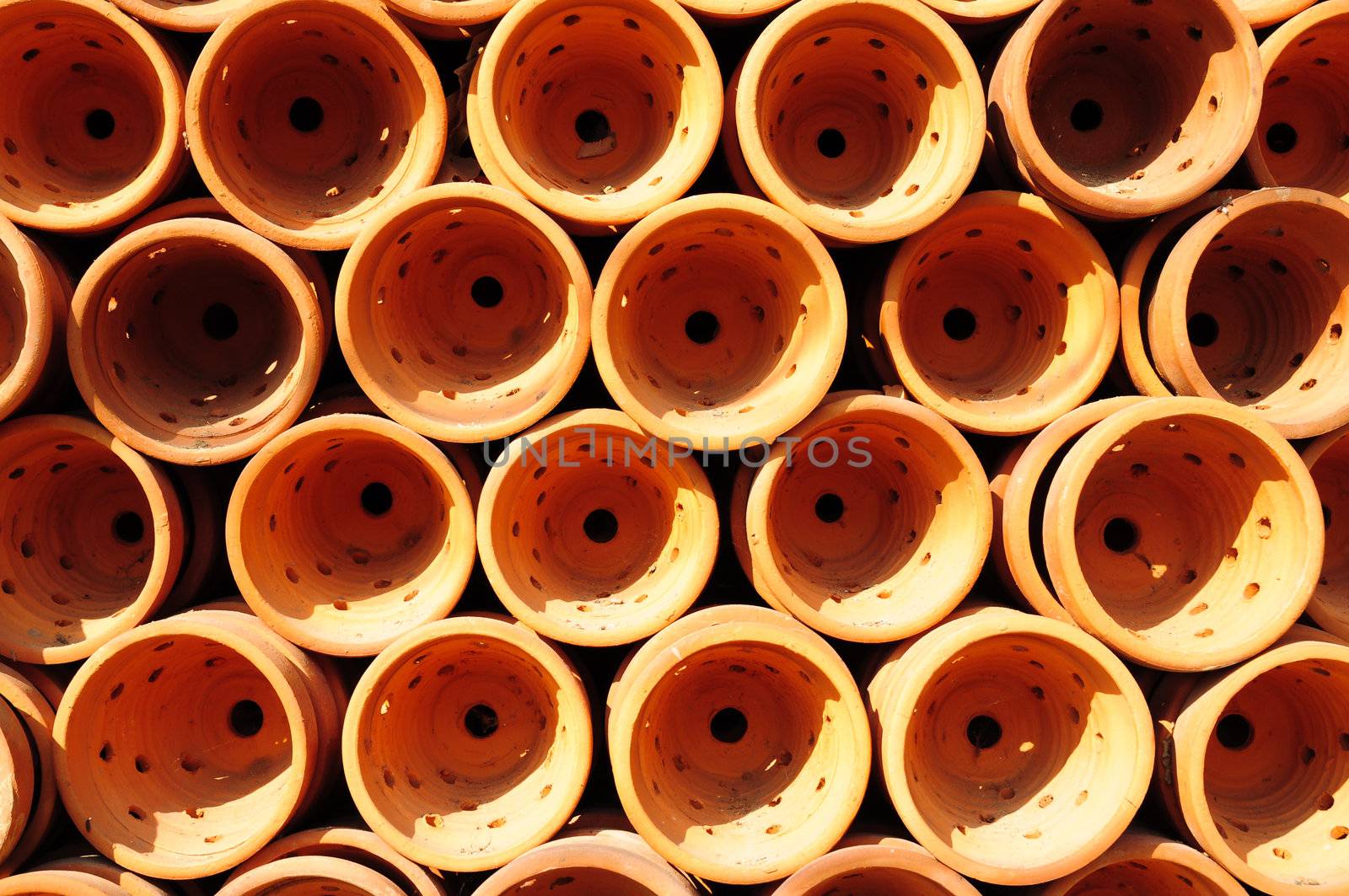 pattern of Little clay flower pots, used to background