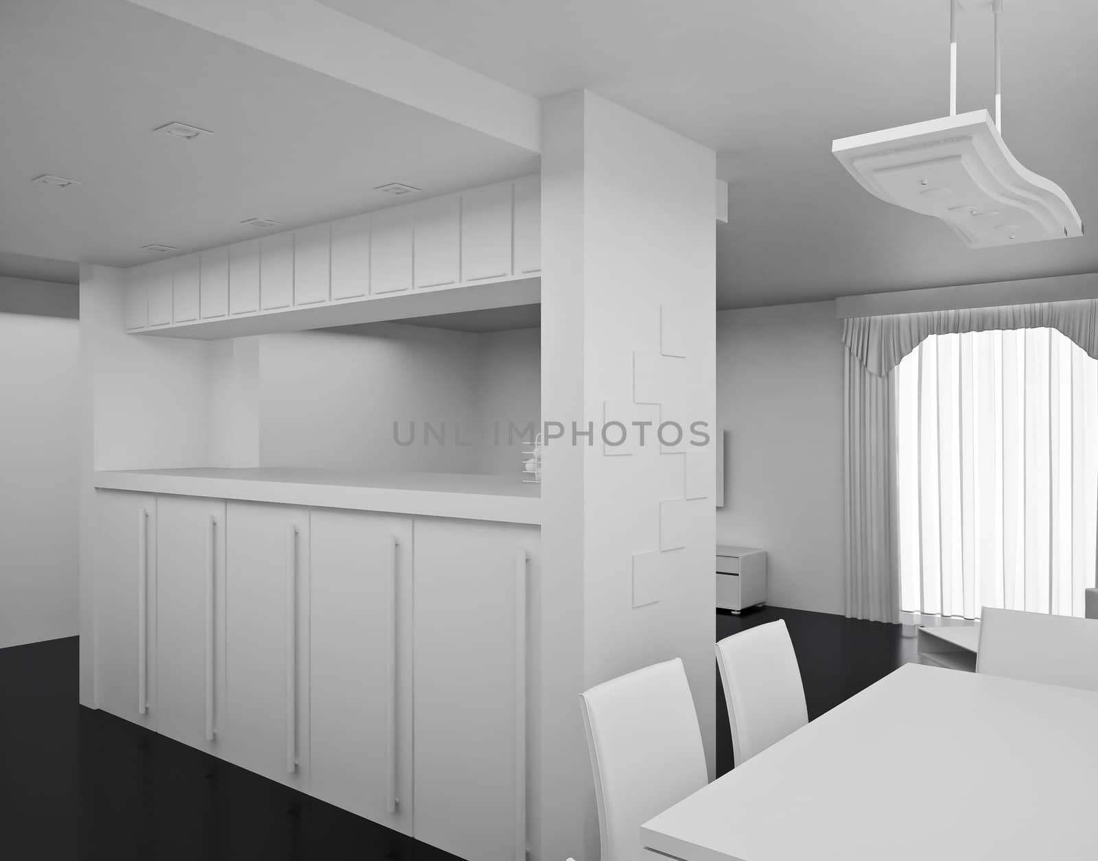 Interior of the modern room. High resolution image. 3d rendered illustration.