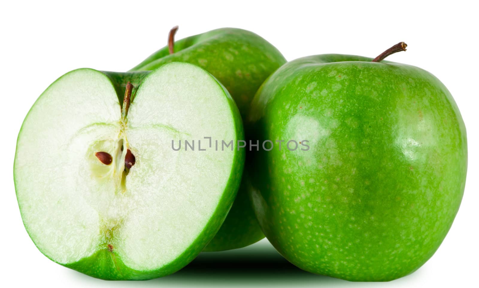 Green apple isolated on white. Fresh green apple. Sweet fruit.