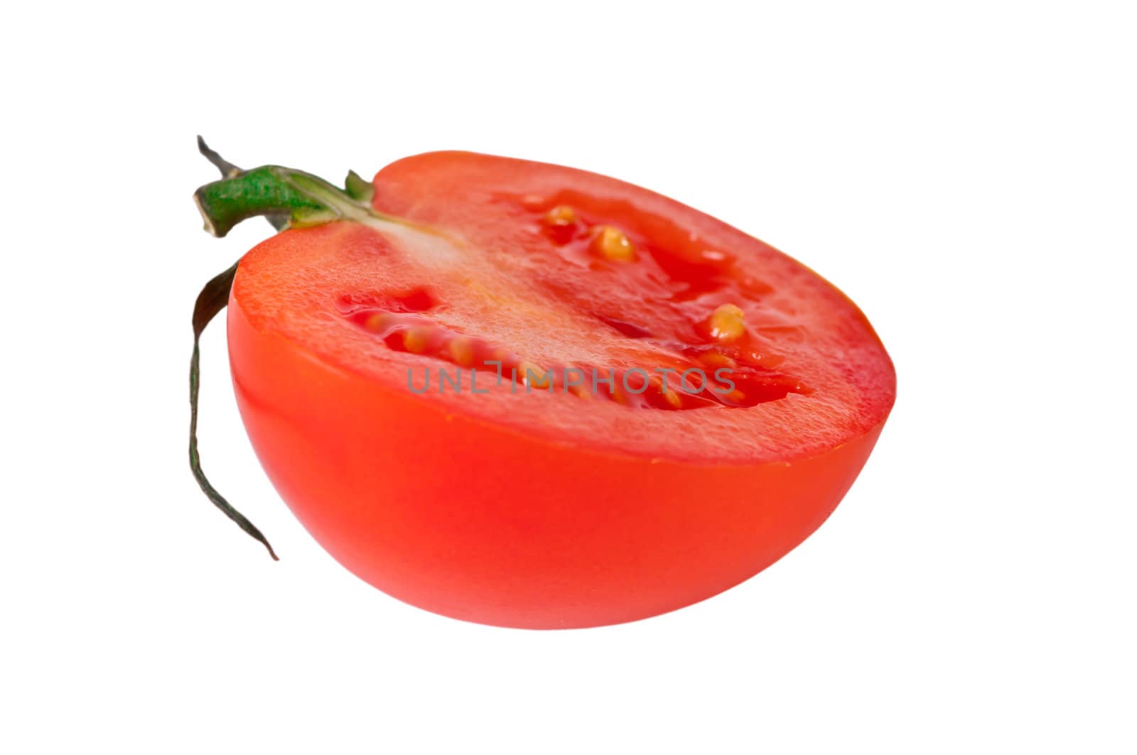 Red tomato isolated on white. Fresh red tomato. Sweet  vegetable.