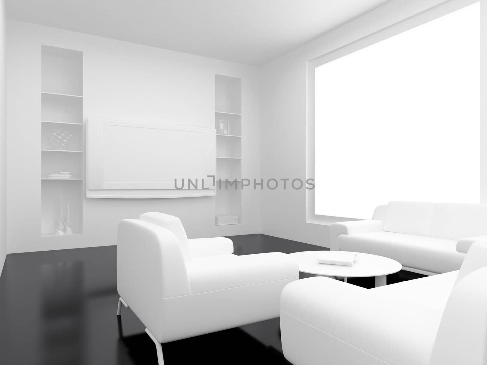 High resolution image. 3d rendered illustration. Interior of the modern room.