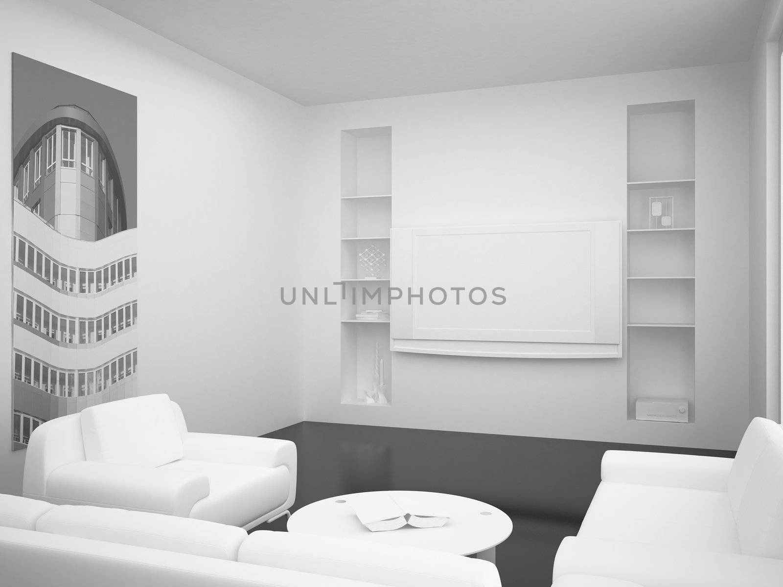 High resolution image. 3d rendered illustration. Interior of the modern room.