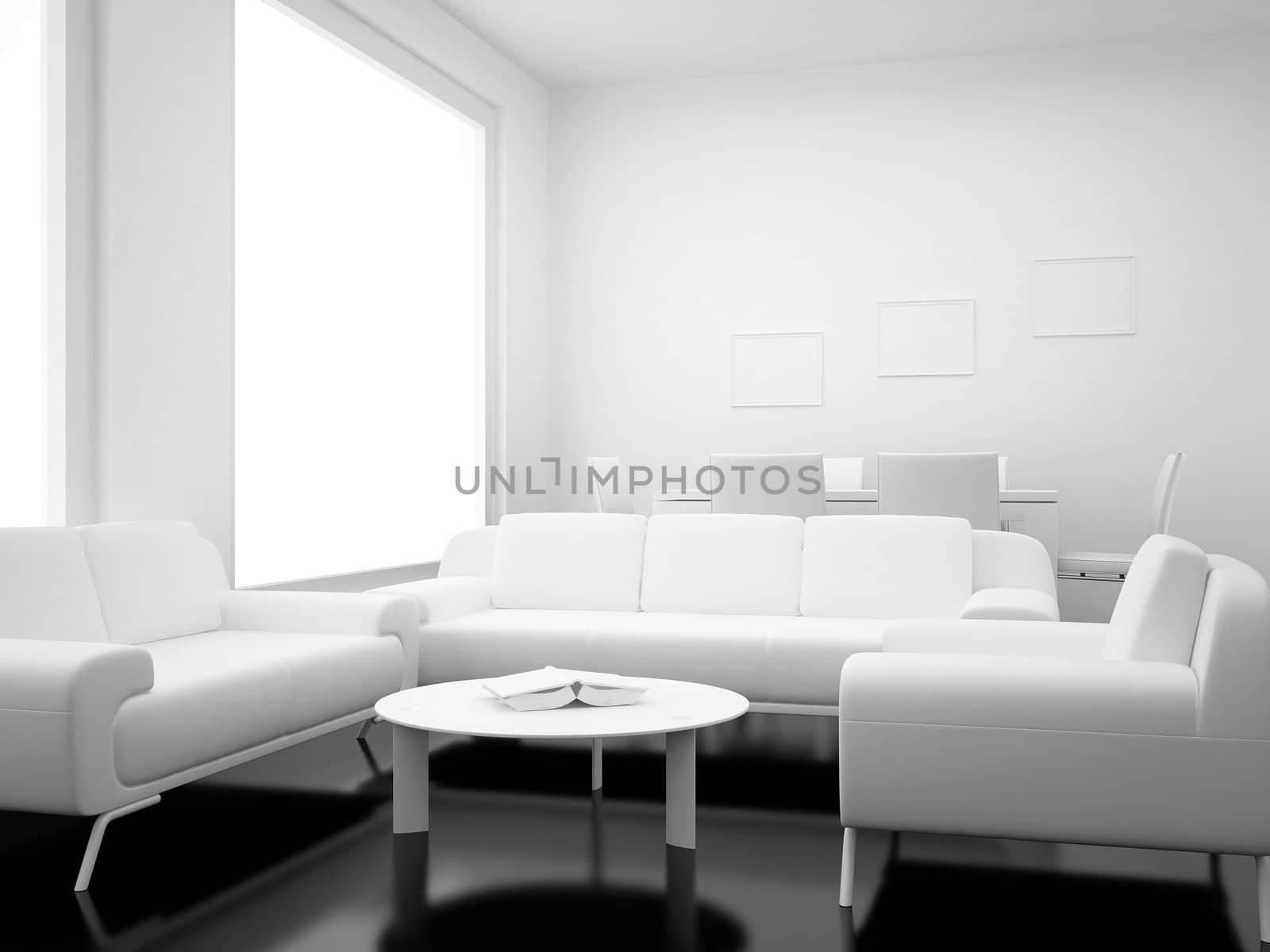High resolution image. 3d rendered illustration. Interior of the modern room.