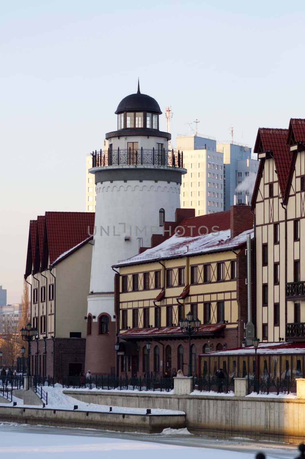 Ancient buildings in Kaliningrad. The ethnographic and trading-craft centre.