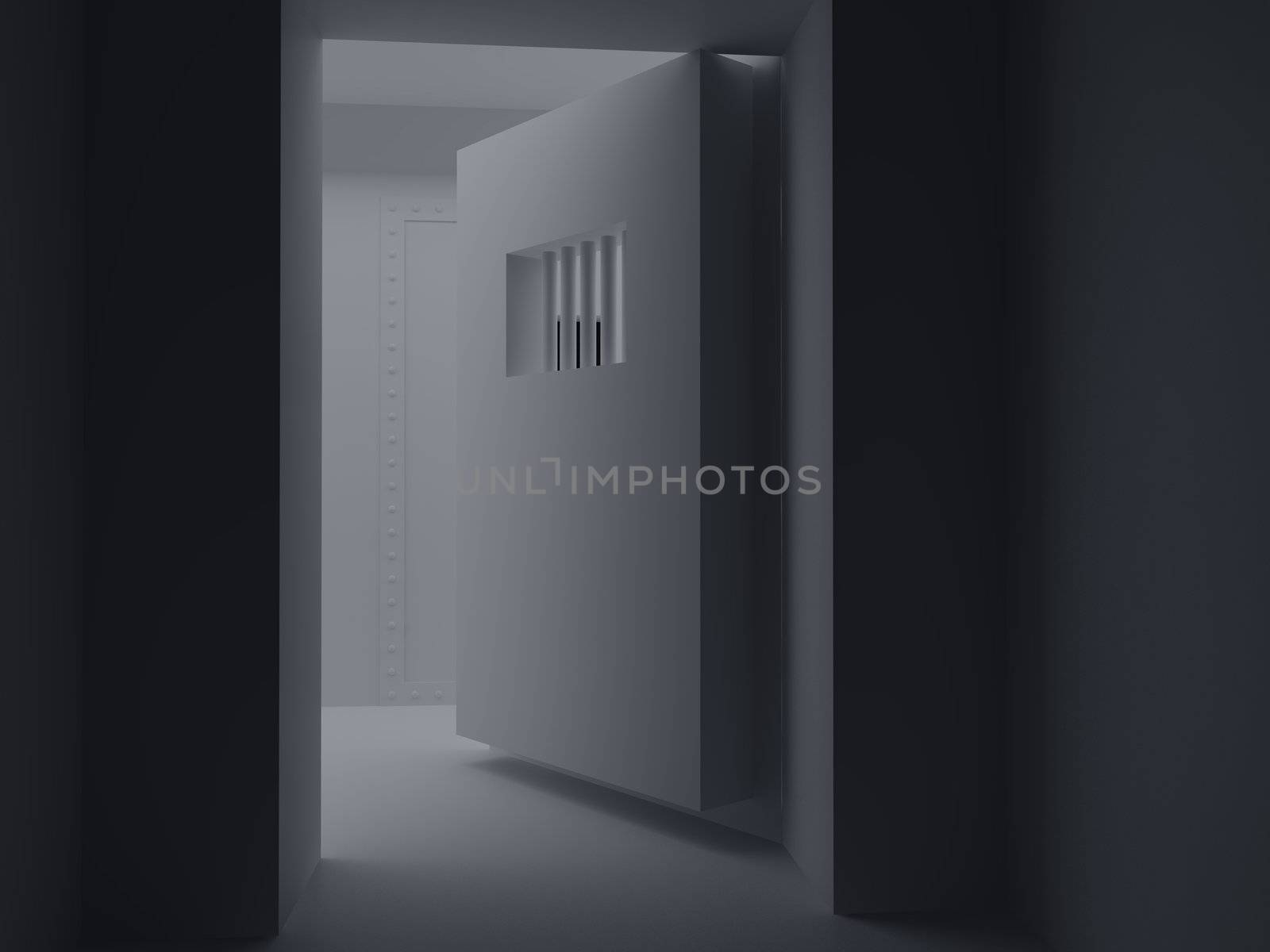 High resolution image prison. 3d illustration. Old prison. Prison cell with lattices.