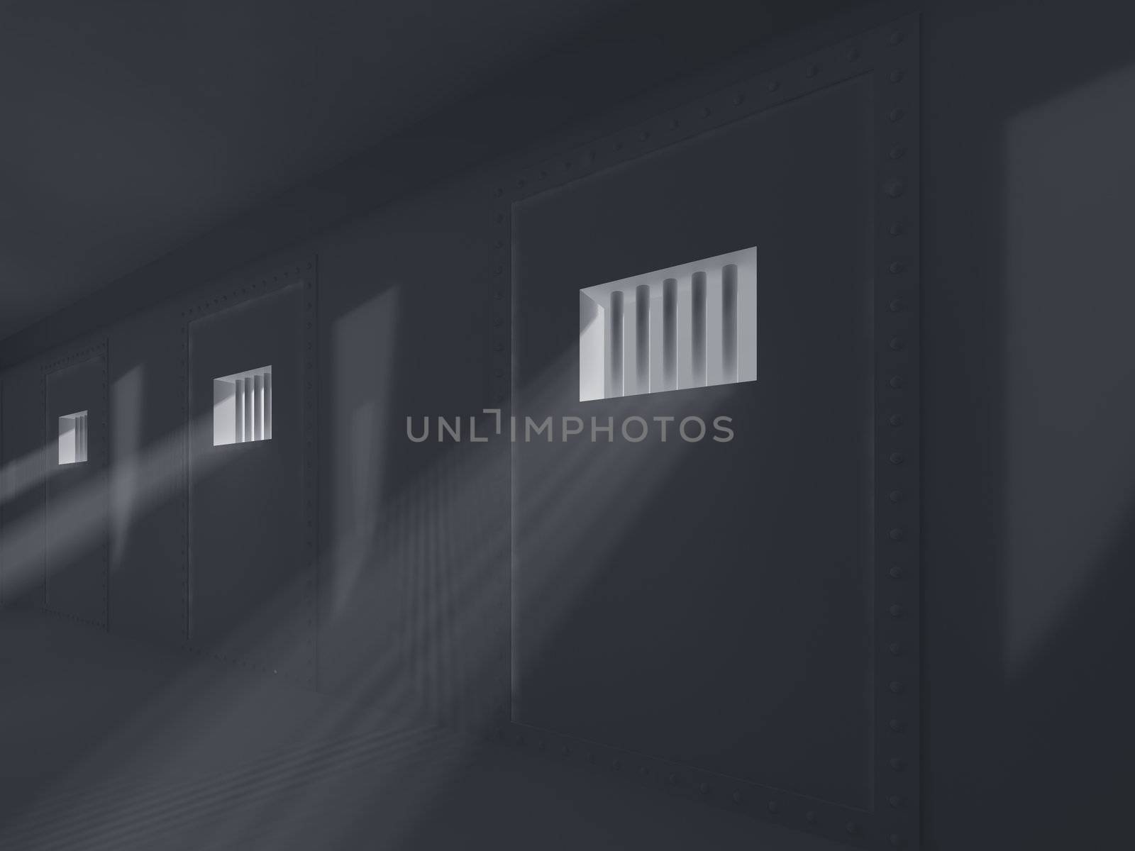 High resolution image prison. 3d illustration. Old prison. Prison cell with lattices.