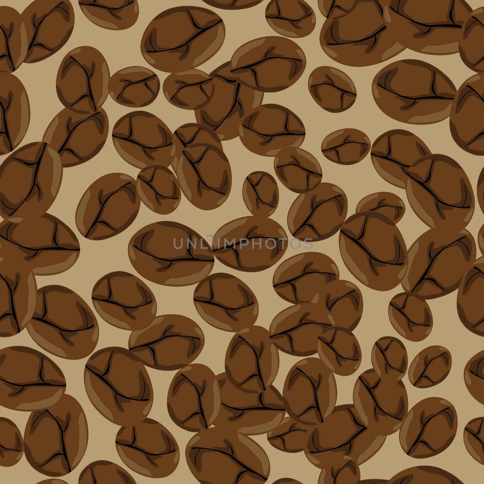 Seamless pattern with roasted coffee beans