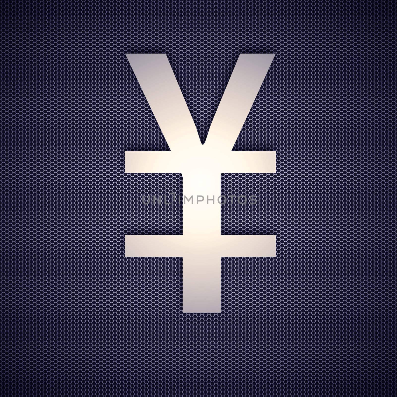 metal symbol yen isolated on metal background. High resolution image.