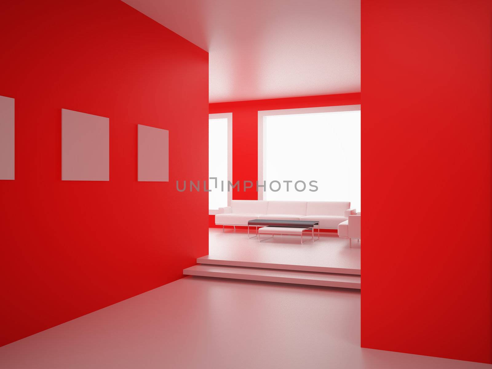 High resolution image interior. 3d illustration modern interior. Living room.