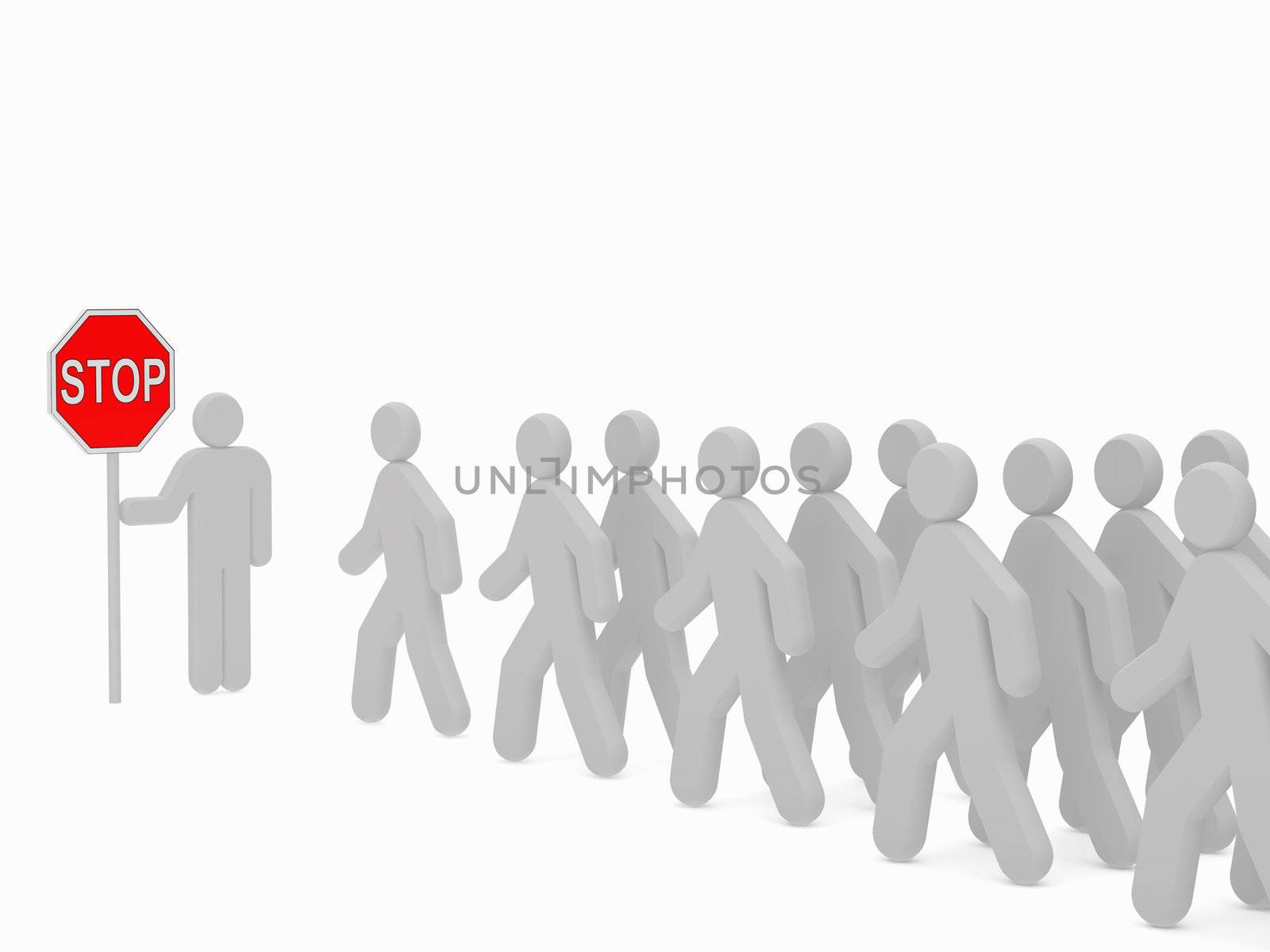 Men 3d rendered illustration isolated on white background. High resolution image.