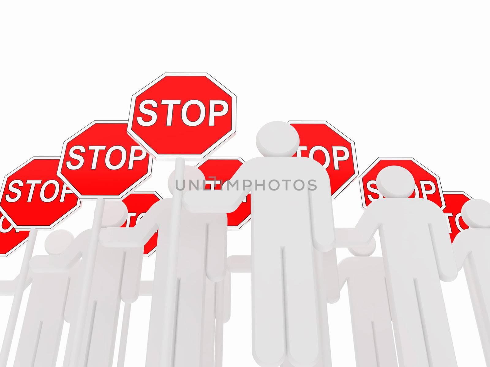 Men 3d rendered illustration isolated on white background. High resolution image.